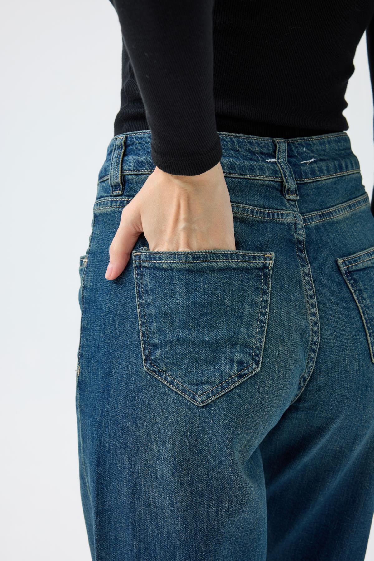 Doris Likralı Denim Pantolon - Koyu mavi