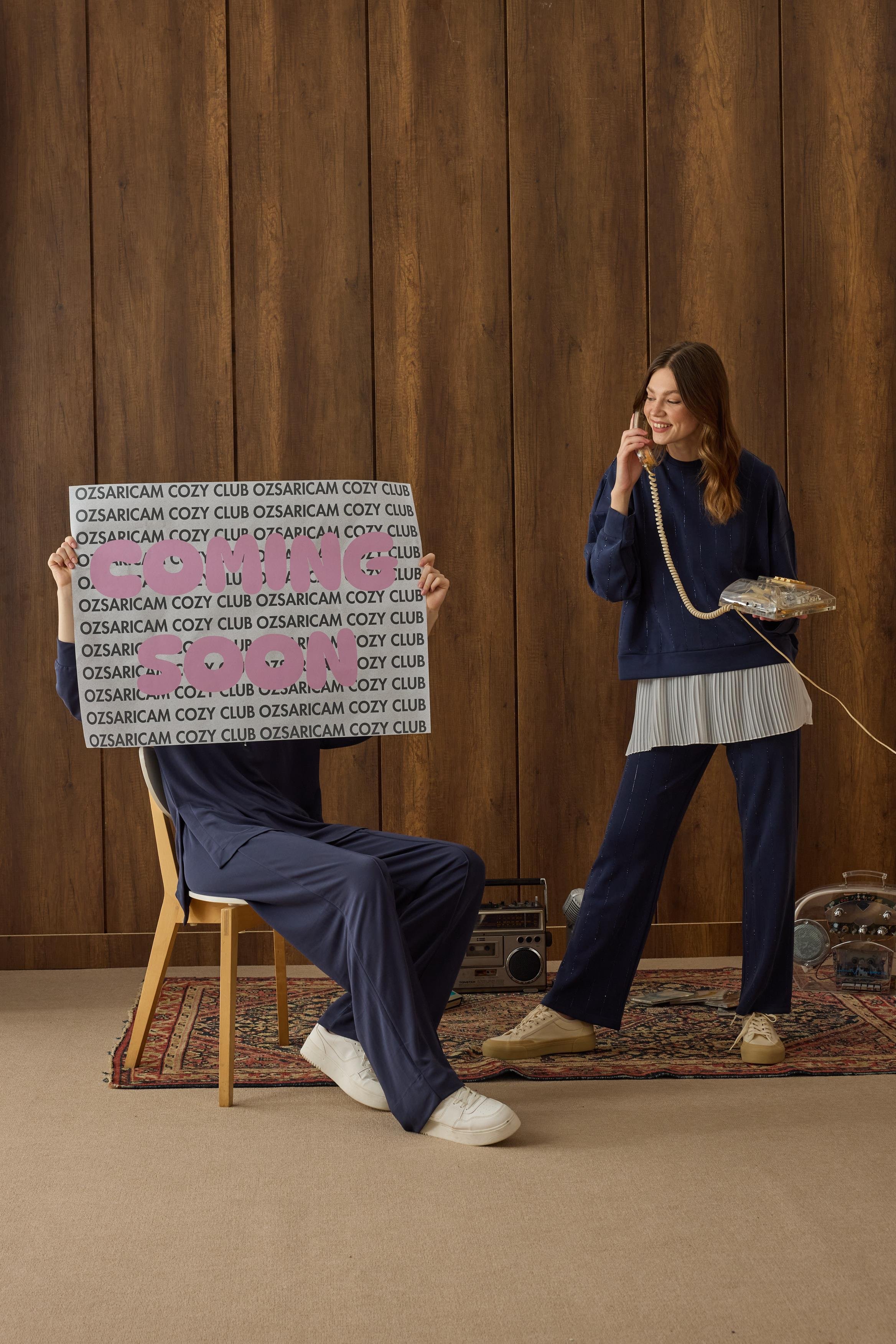 Eleni Pul İşlemeli Modal Takım - Lacivert