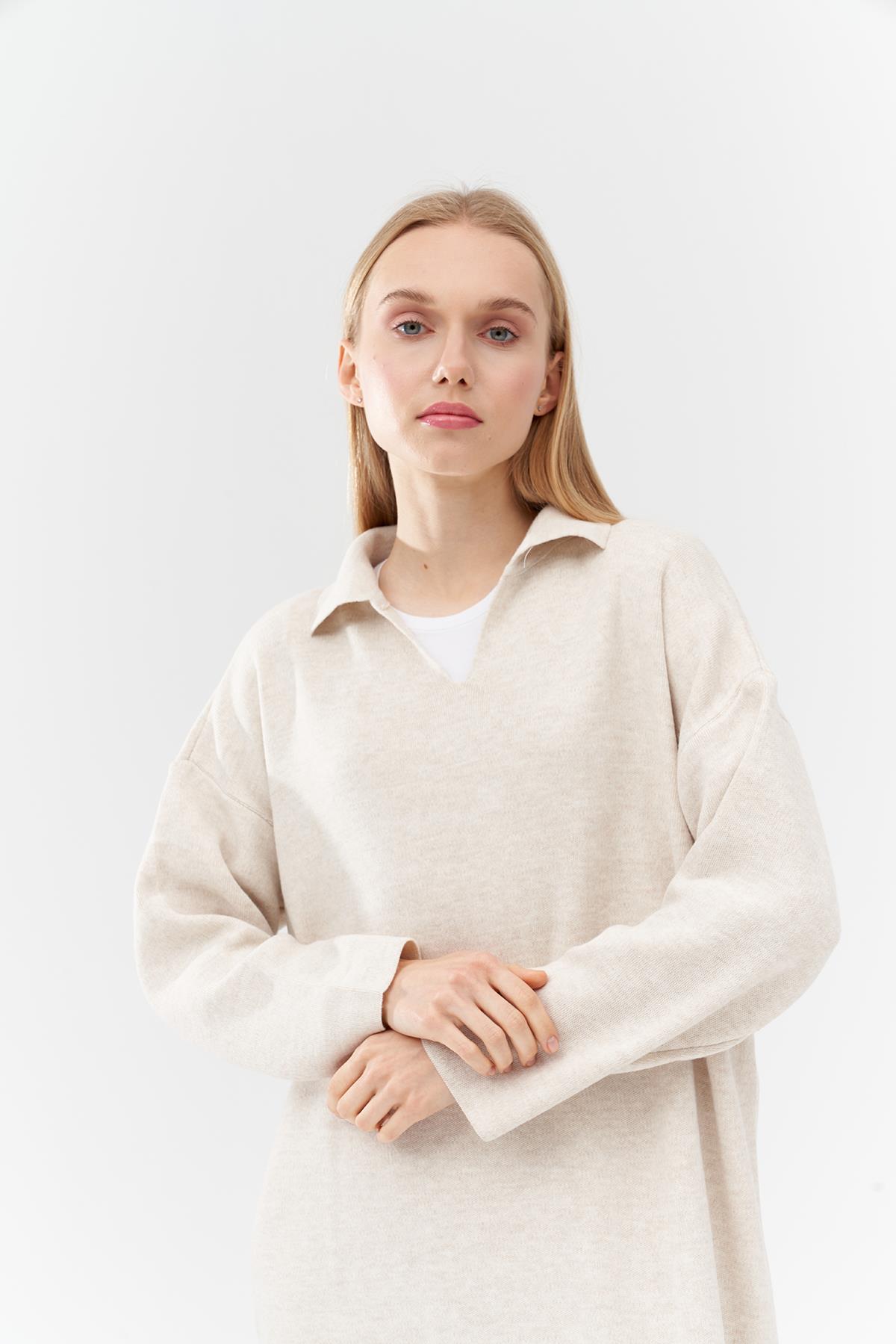 ELİSA TRİKO ELBİSE - BEJ