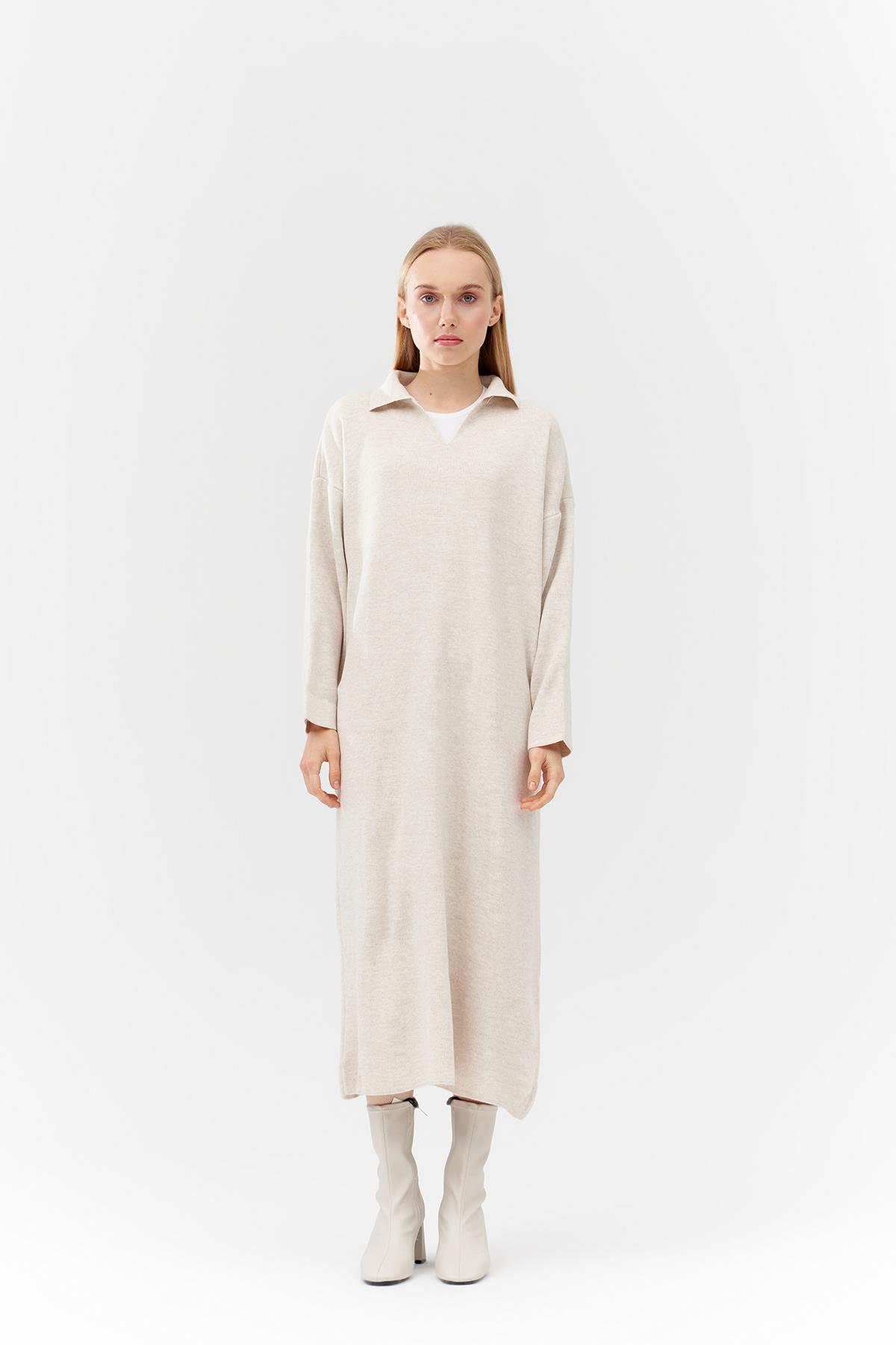 ELİSA TRİKO ELBİSE - BEJ