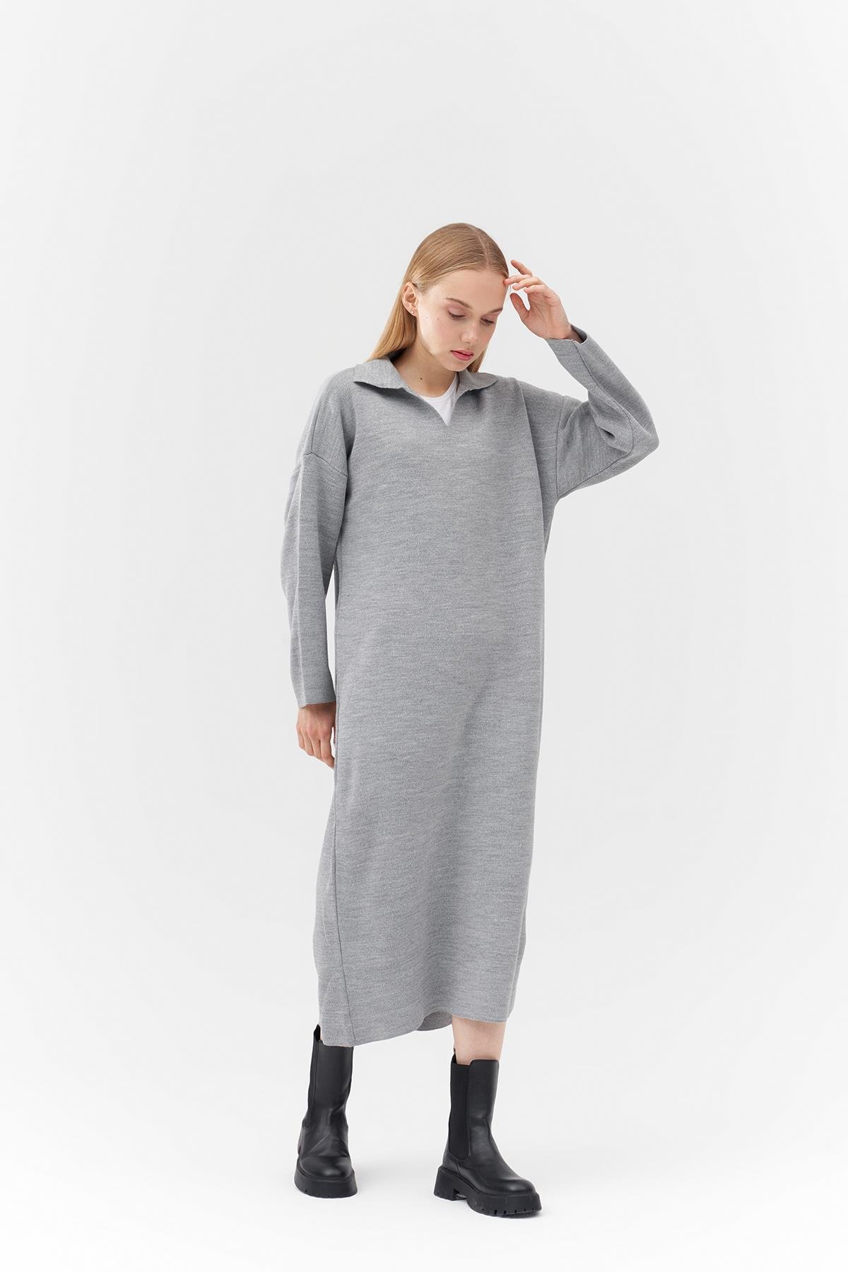 ELİSA TRİKO ELBİSE - GRİ