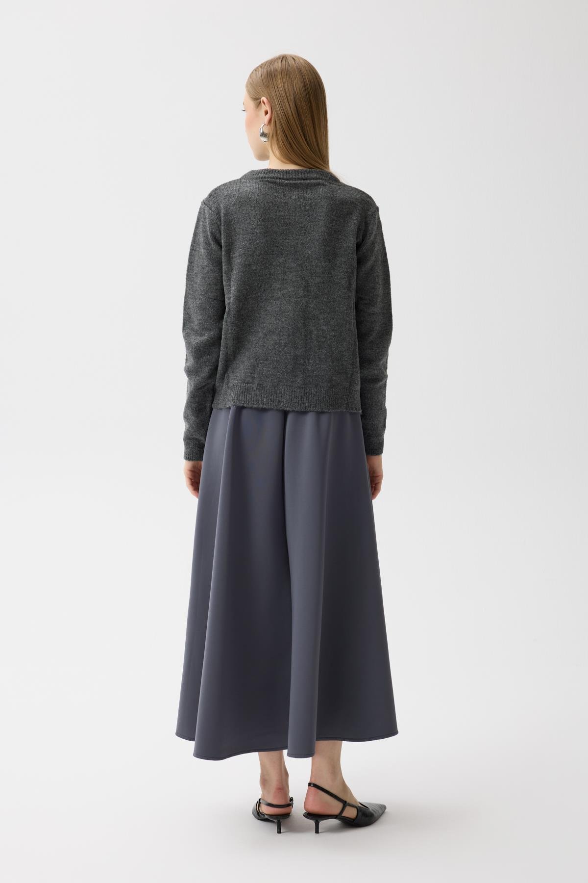 Ella Boncuk İşlemeli Hırka - Antrasit