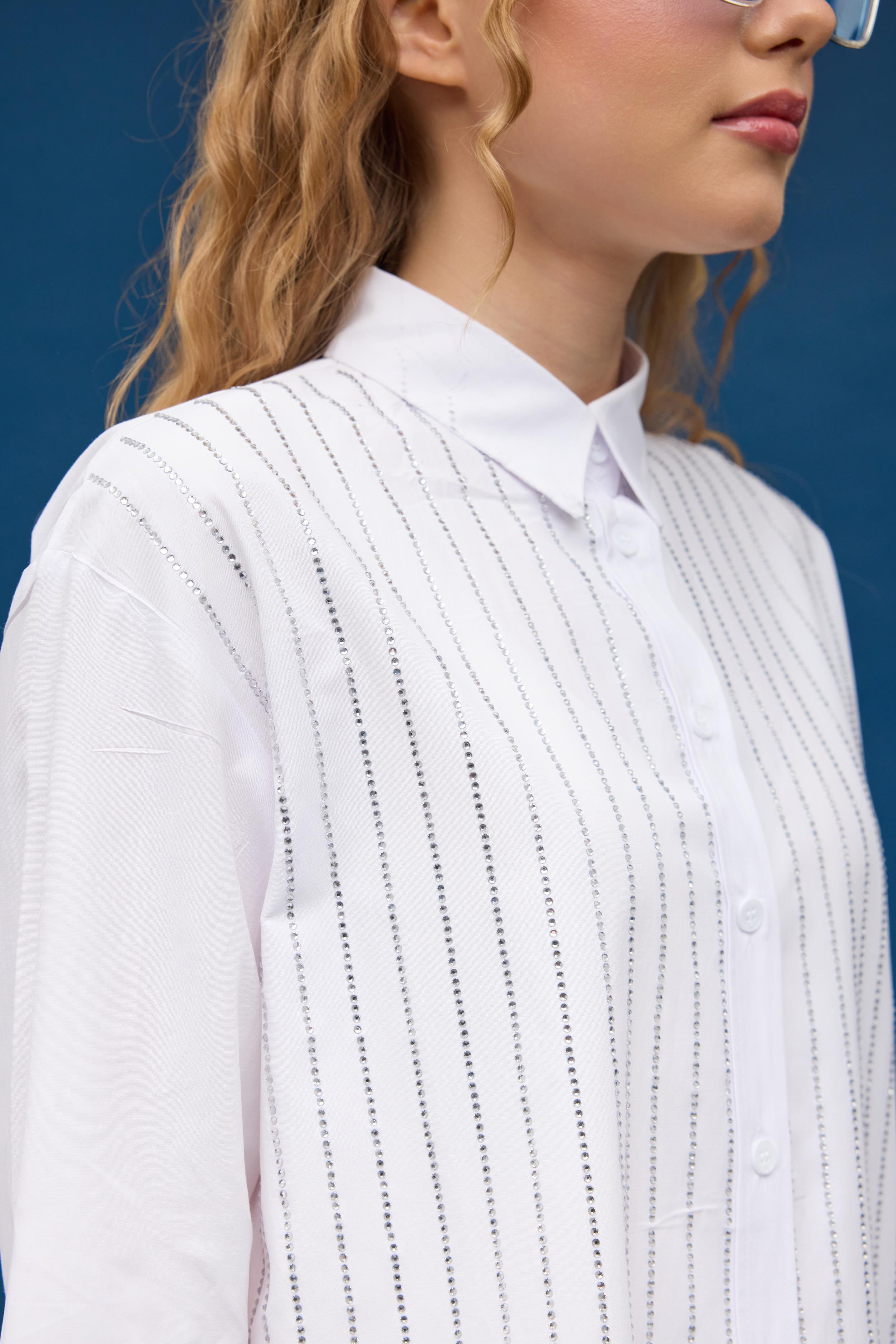 Elsa Pul İşlemeli Gömlek- Beyaz