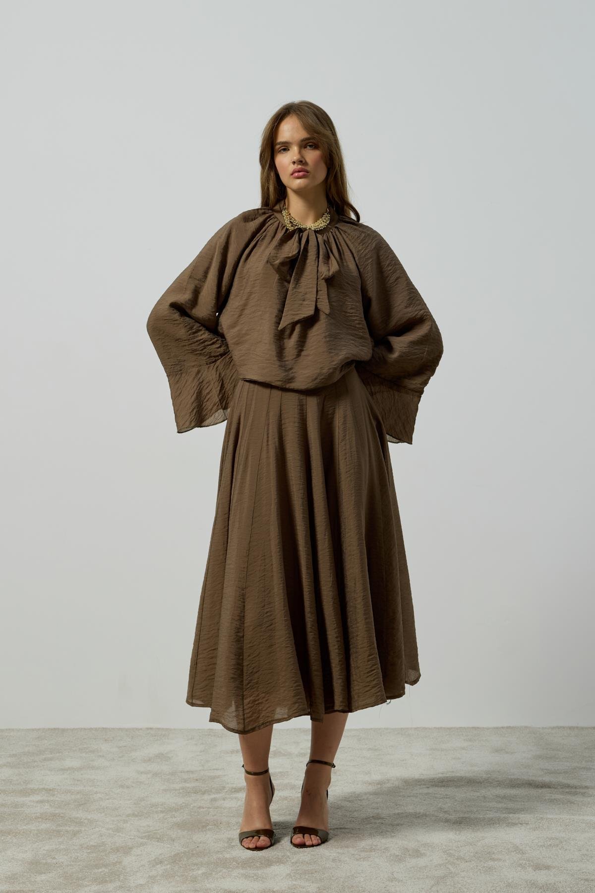 Elsia Büzgülü Damla Yaka Takım  - Haki 