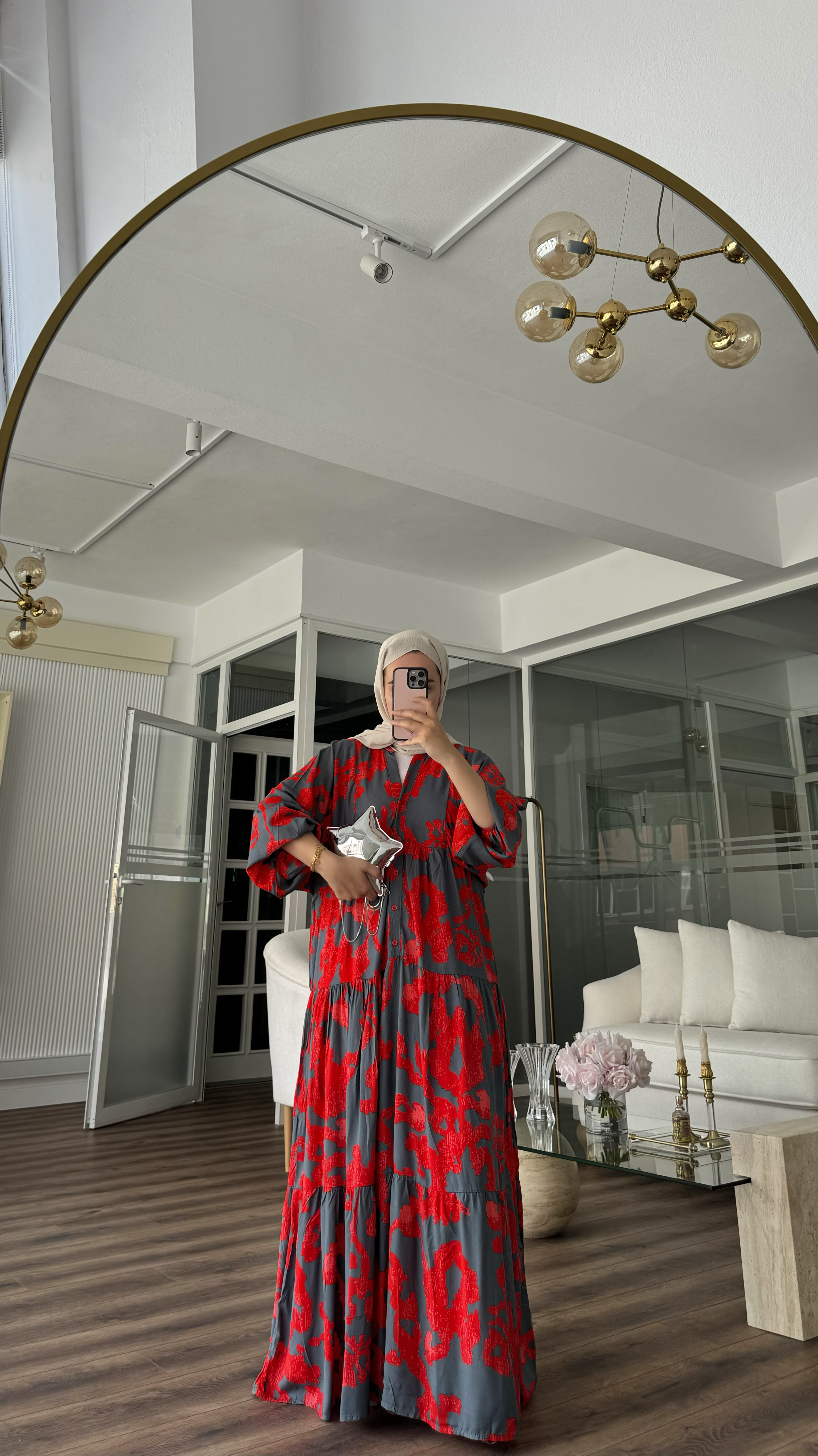 EMAY VISCON ELBİSE - KIRMIZI