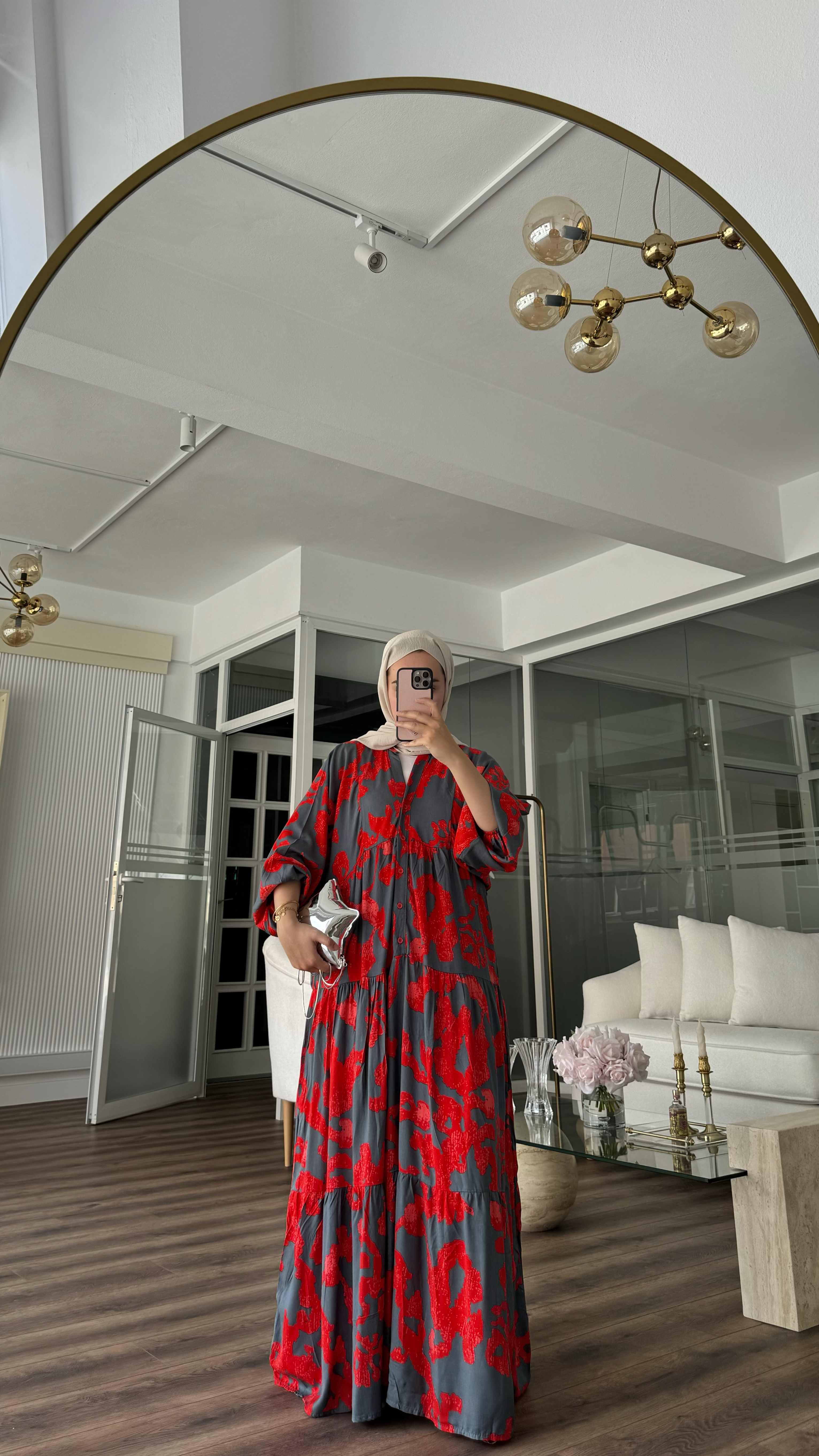 EMAY VISCON ELBİSE - KIRMIZI