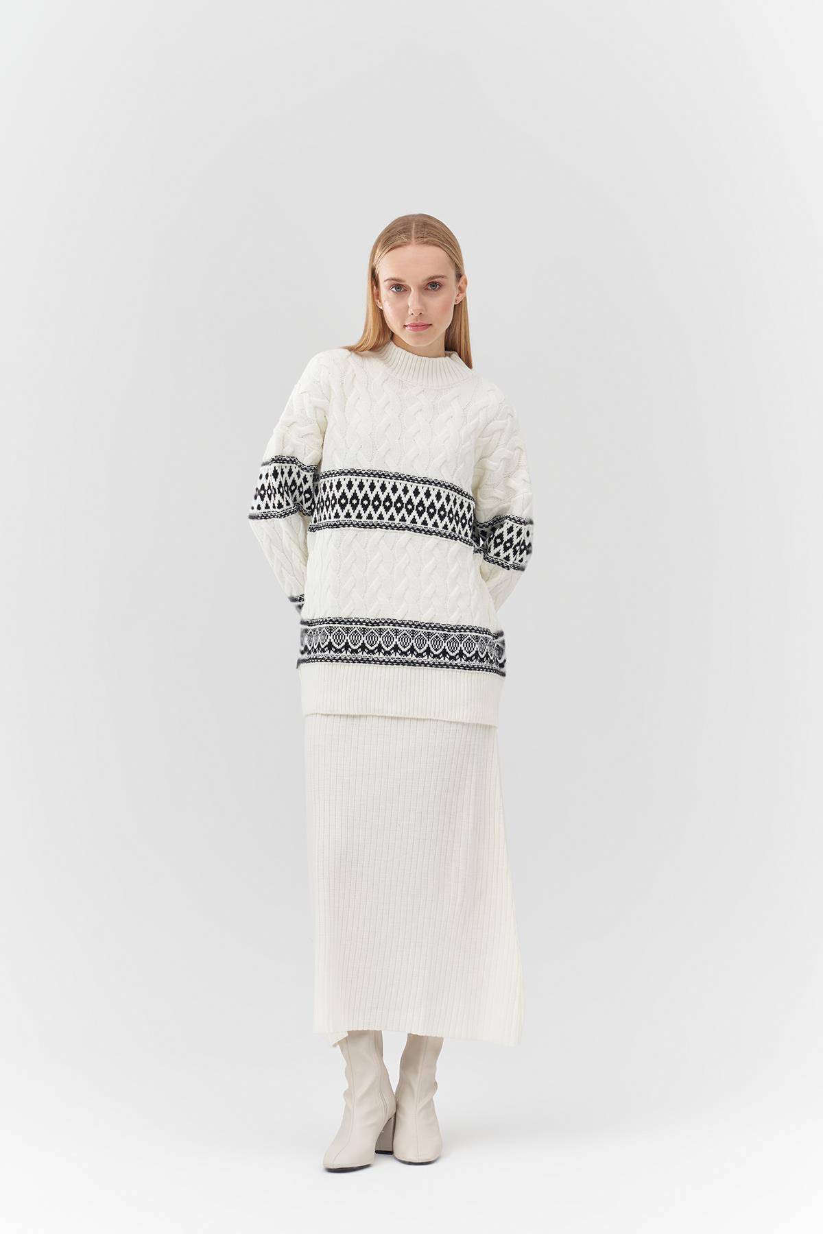 EMİLY FİTİLLİ TRİKO KLOŞ ETEK - EKRU