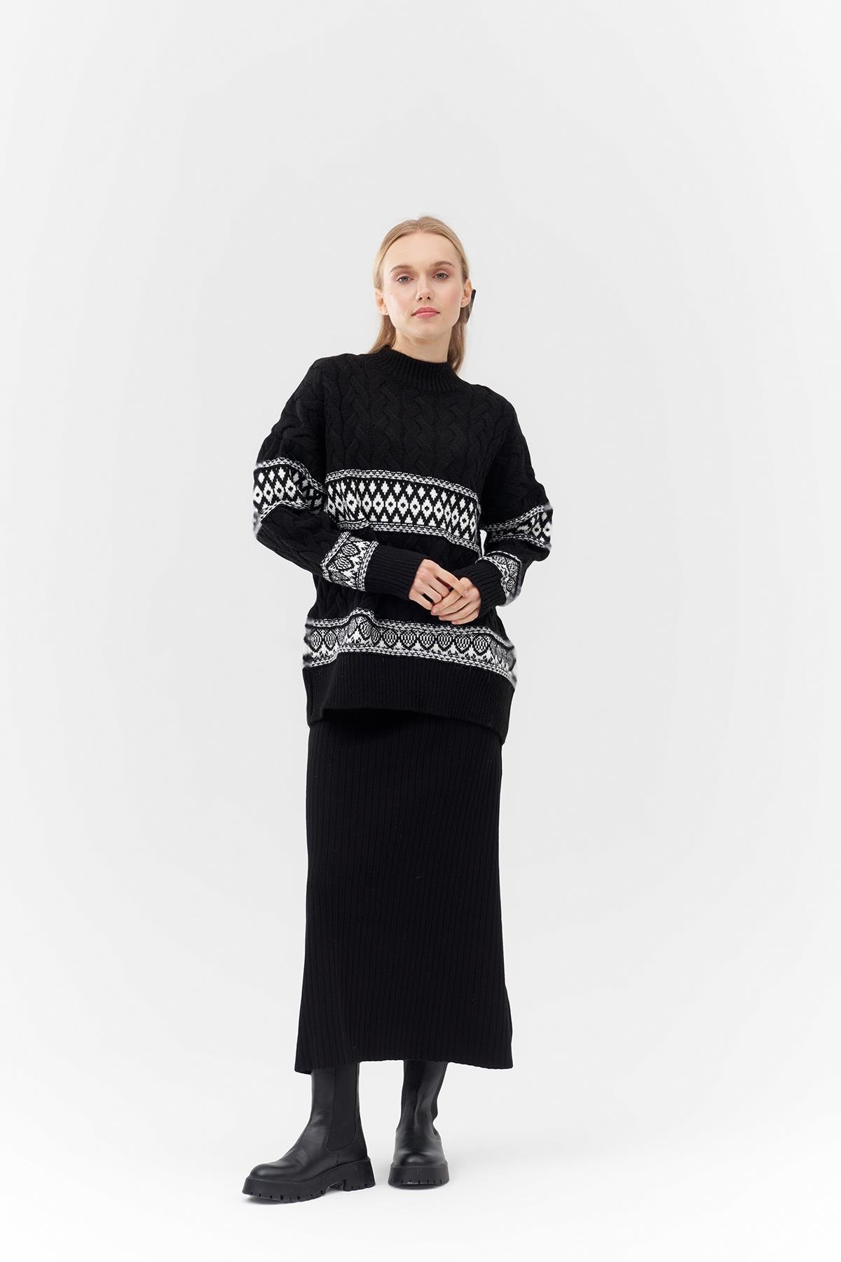 EMİLY FİTİLLİ TRİKO KLOŞ ETEK - SİYAH