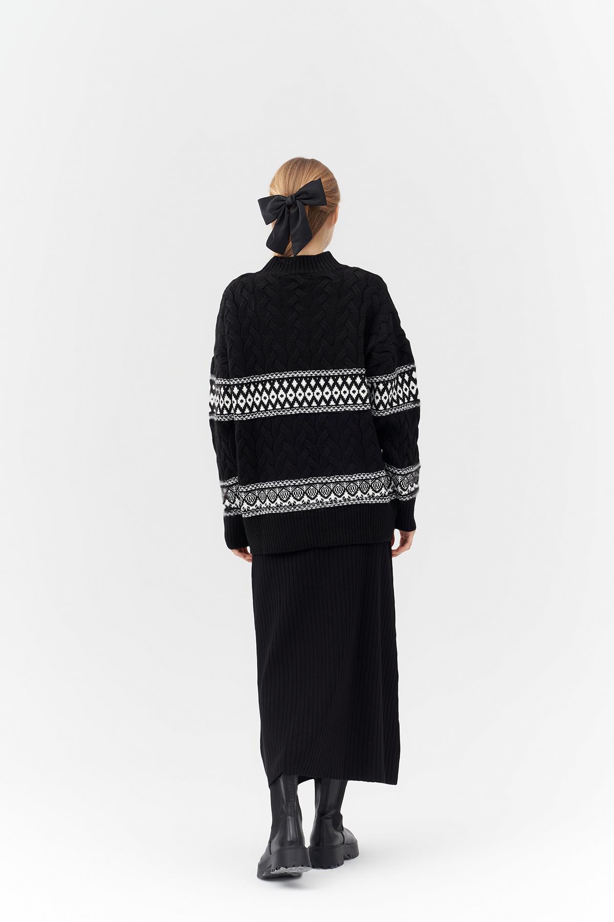 EMİLY FİTİLLİ TRİKO KLOŞ ETEK - SİYAH