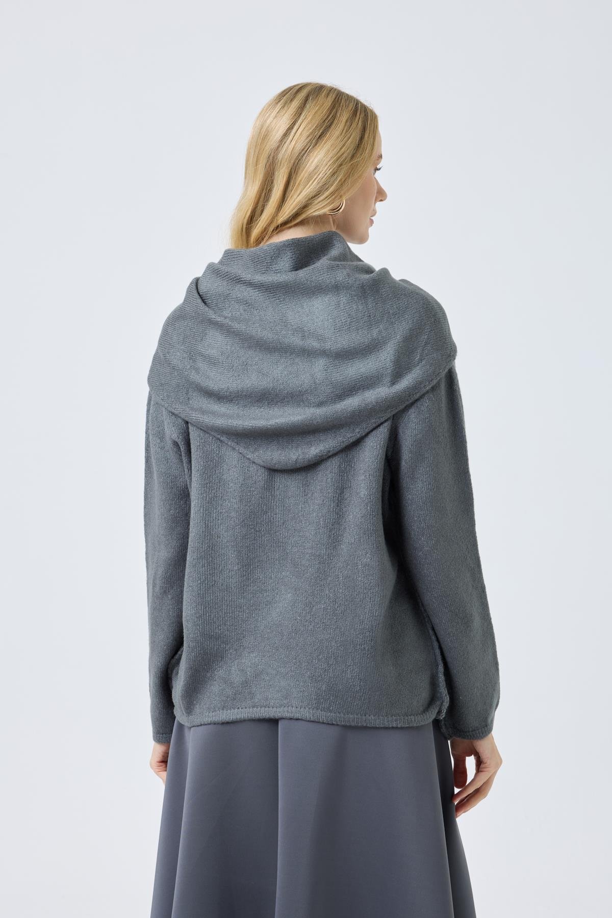 Emmy Atkılı Triko Hırka - Antrasit 