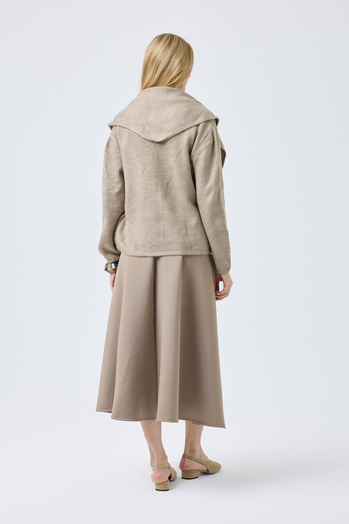 Emmy Atkılı Triko Hırka - Vizon 