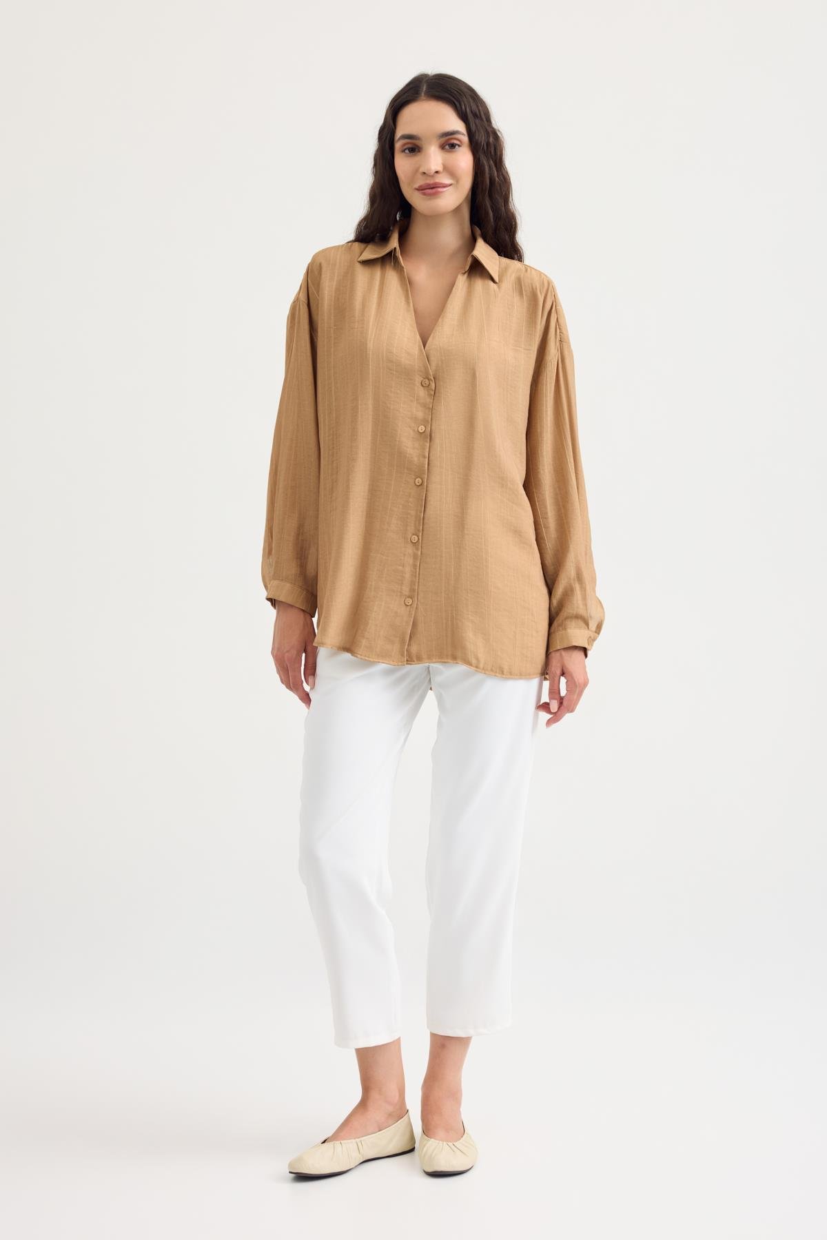 Enola Tensel Gömlek - Camel