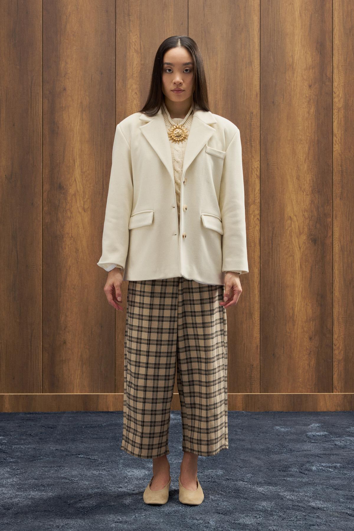 Eva Kaşe Blazer Kaban - Ekru 