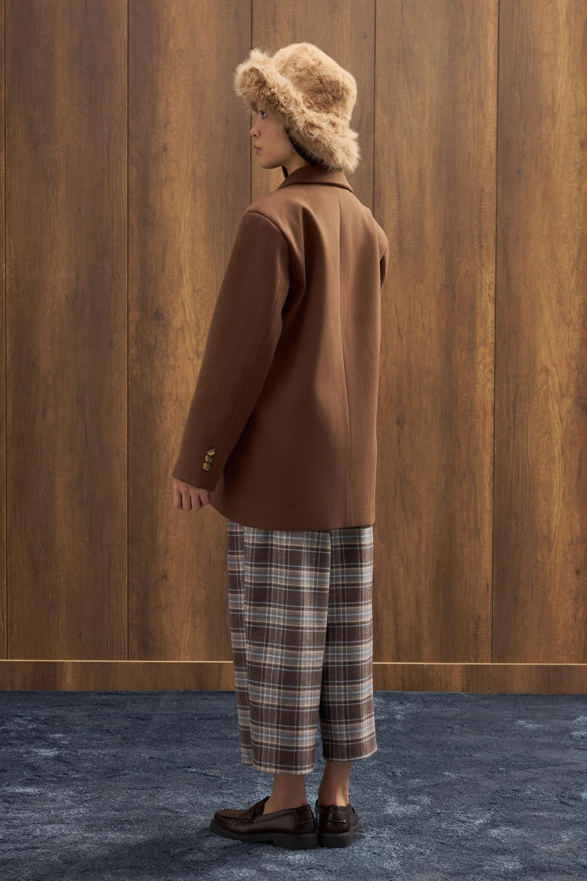 Eva Kaşe Blazer Kaban - Kahverengi 