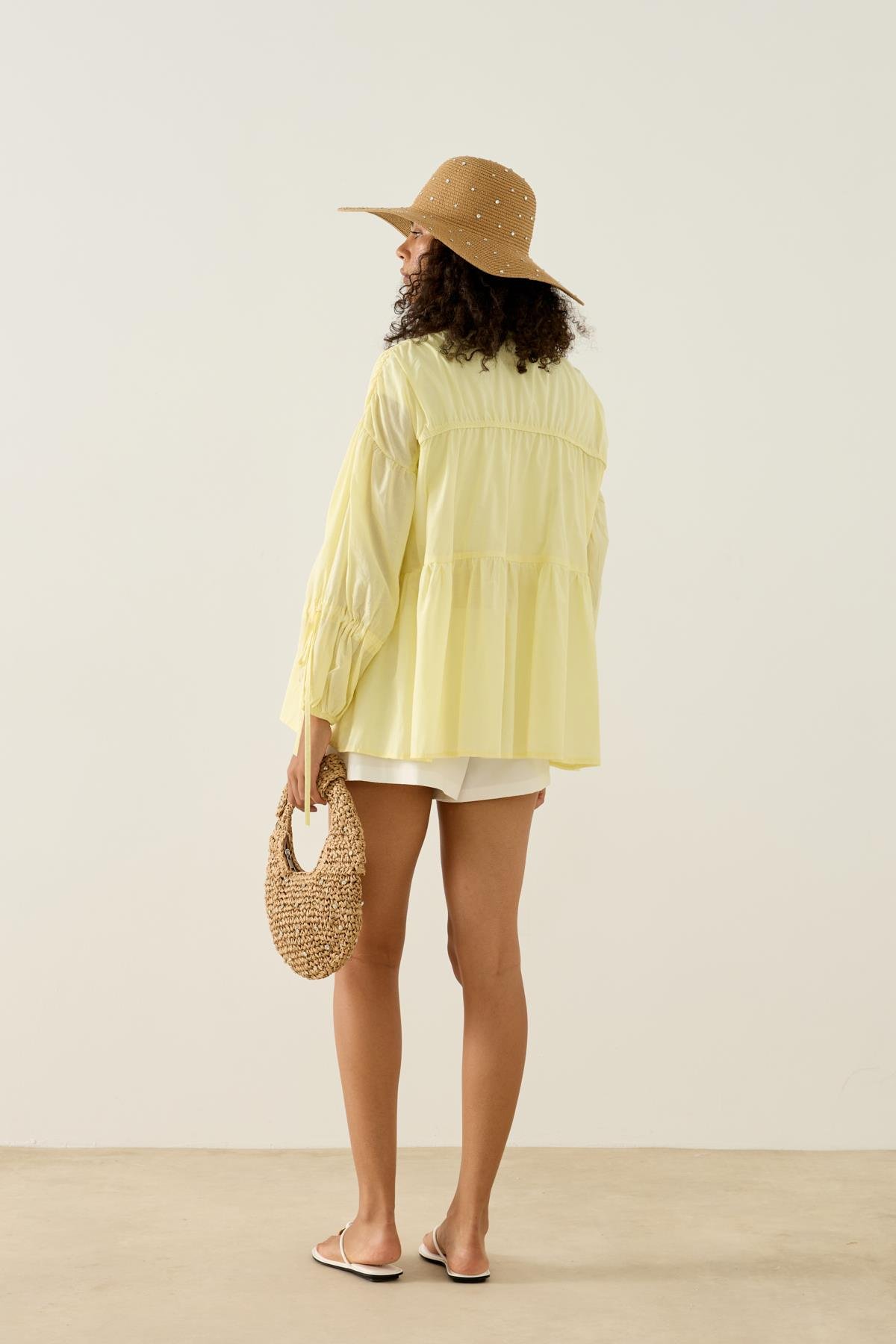 Evie Bağcıklı Robalı Tunik - Limonsarı