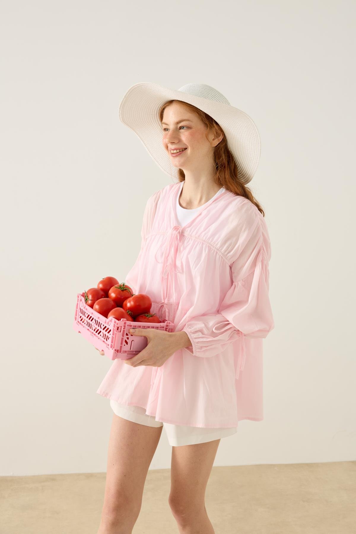 Evie Bağcıklı Robalı Tunik - Pembe