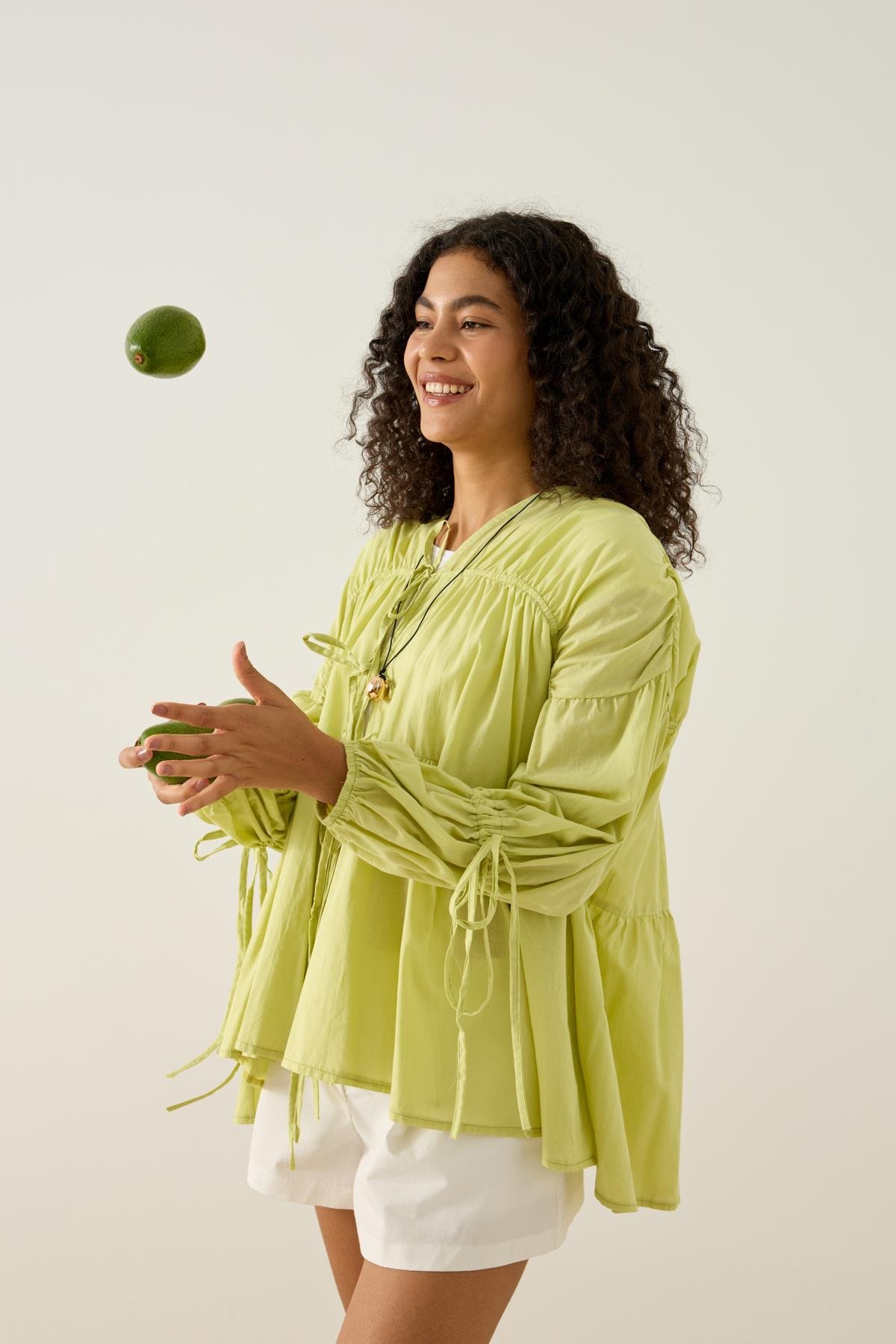 Evie Bağcıklı Robalı Tunik - Yeşil