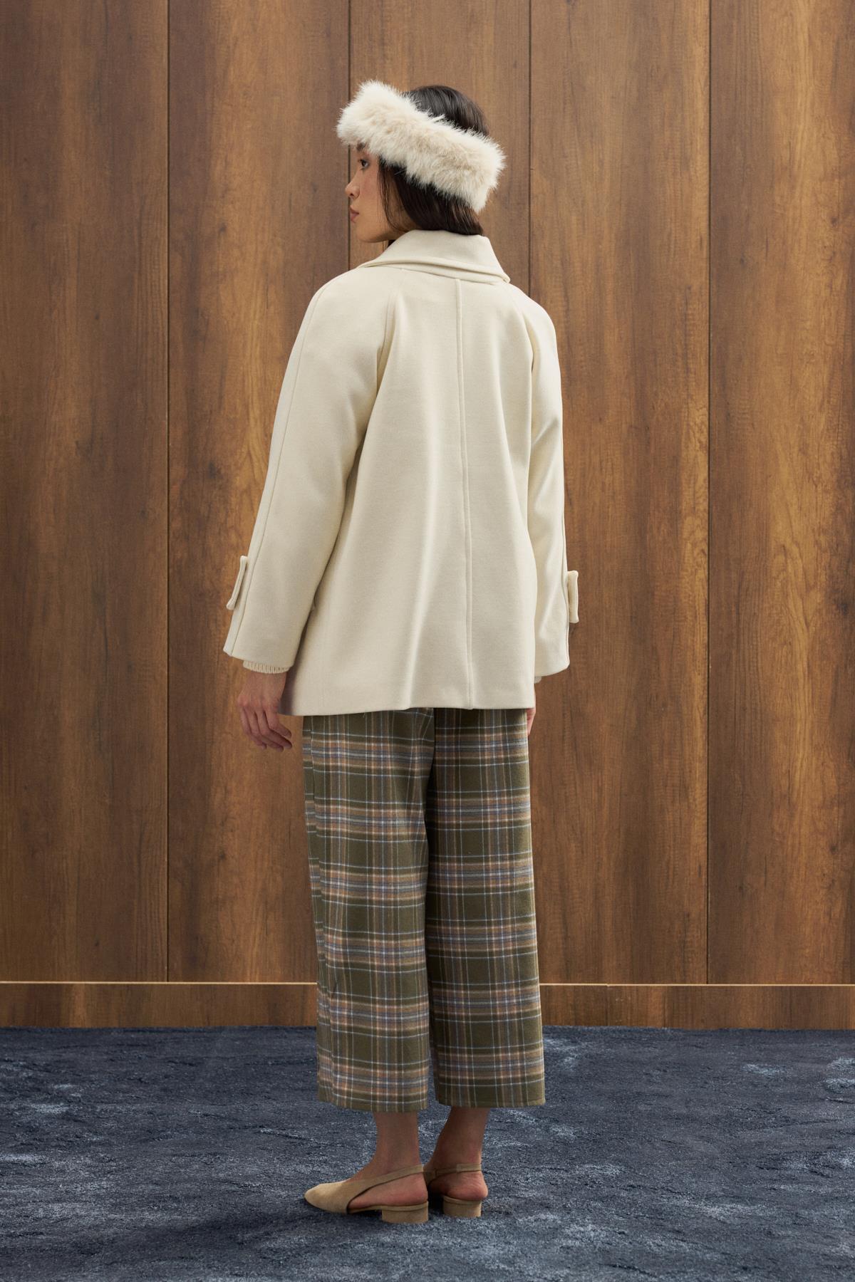 Fancy Nervürlü Ekose Pantolon - Yeşil 