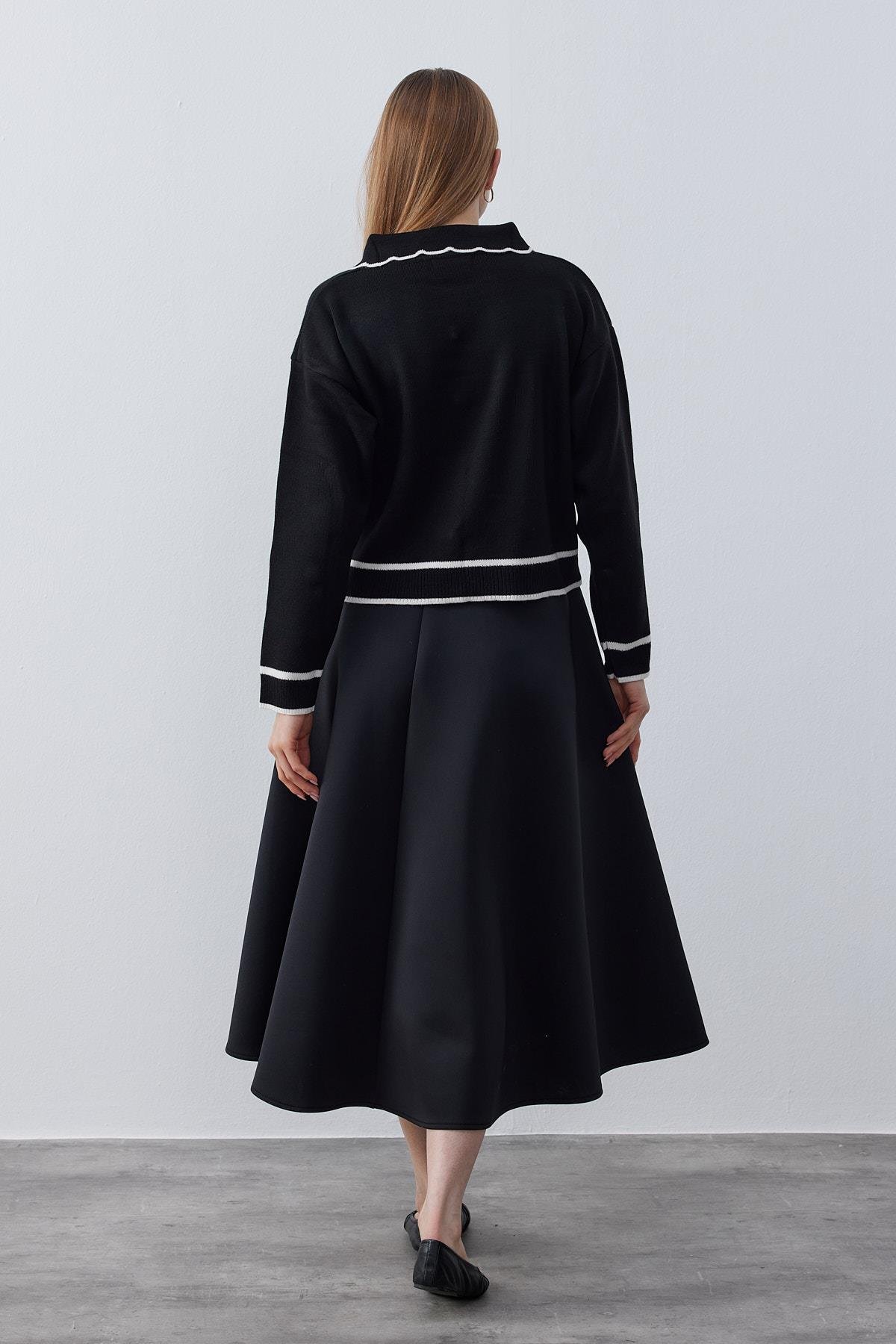 Fiona Fiyonklu Kazak - Siyah