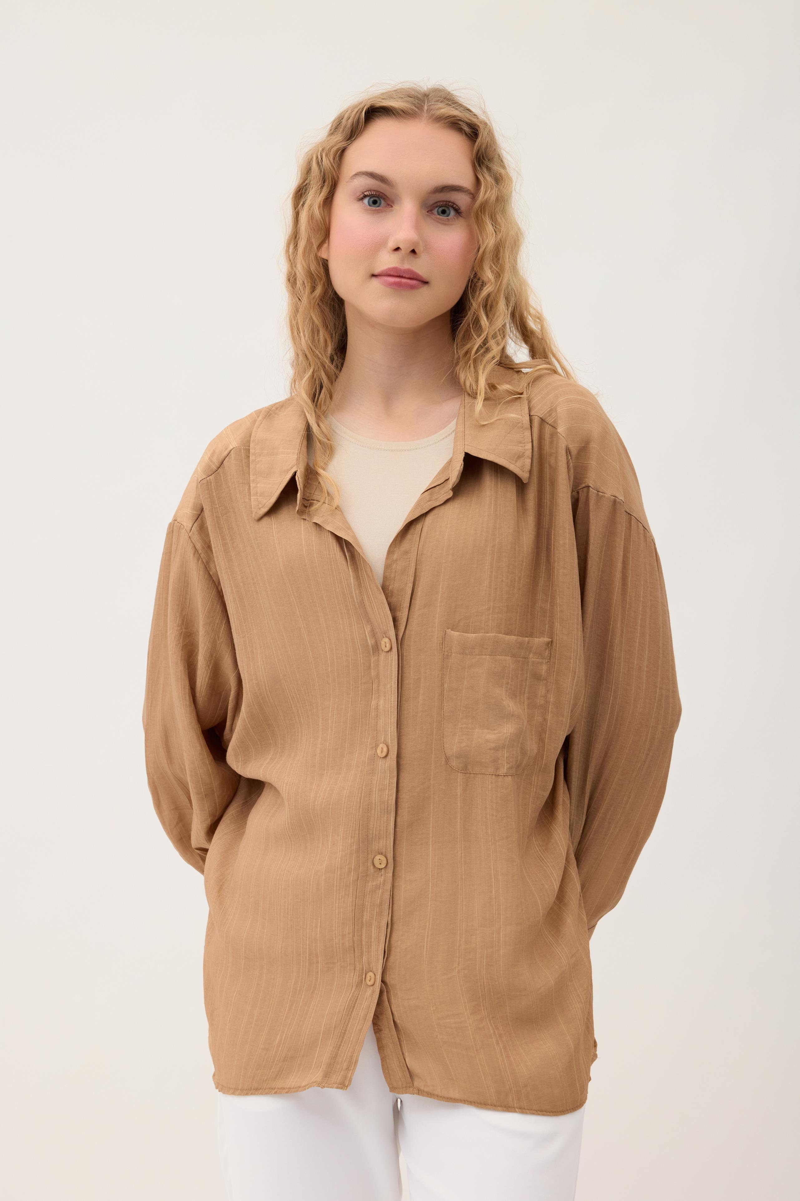 Floria Tencel Oversize Gömlek- Camel 