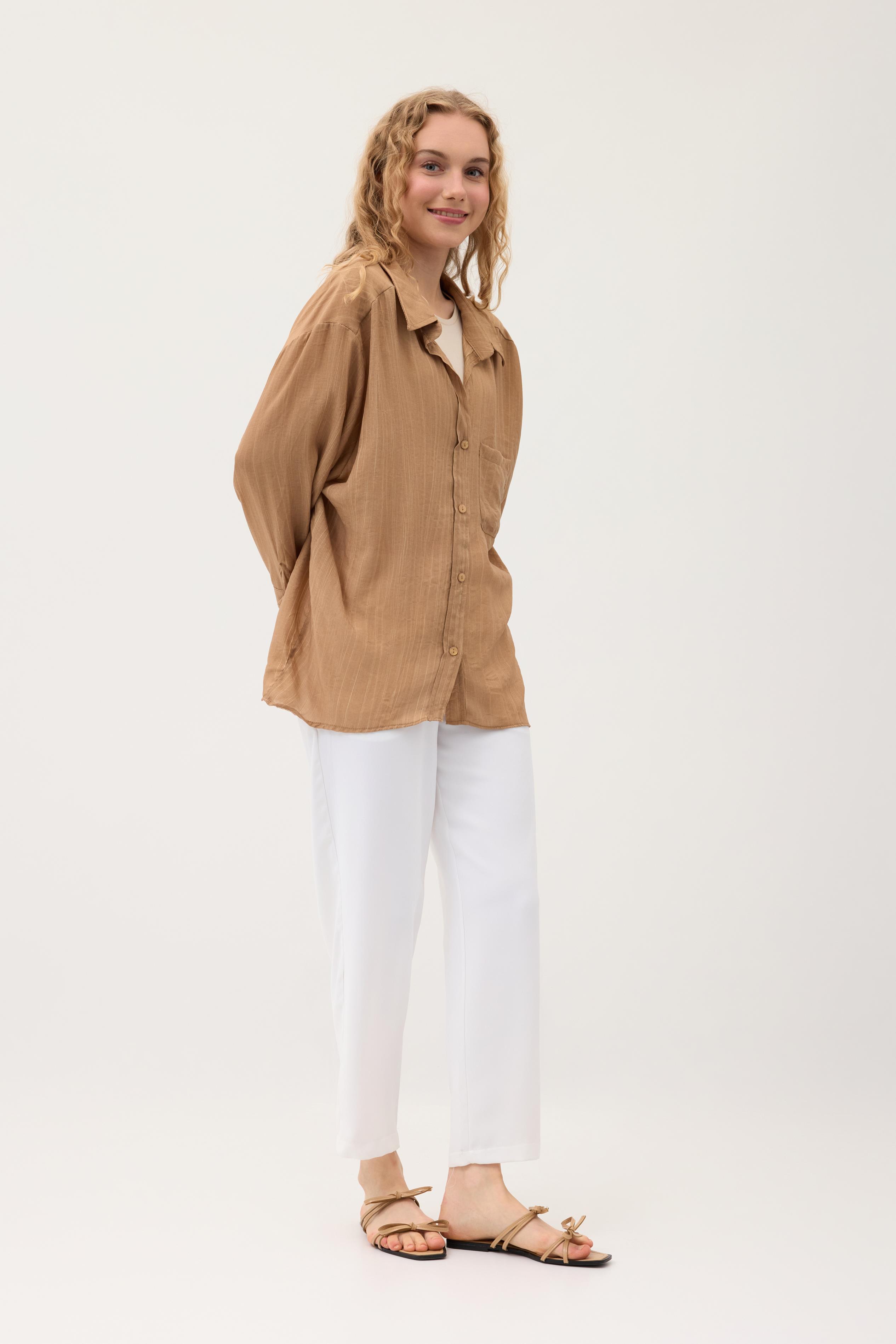 Floria Tencel Oversize Gömlek- Camel 