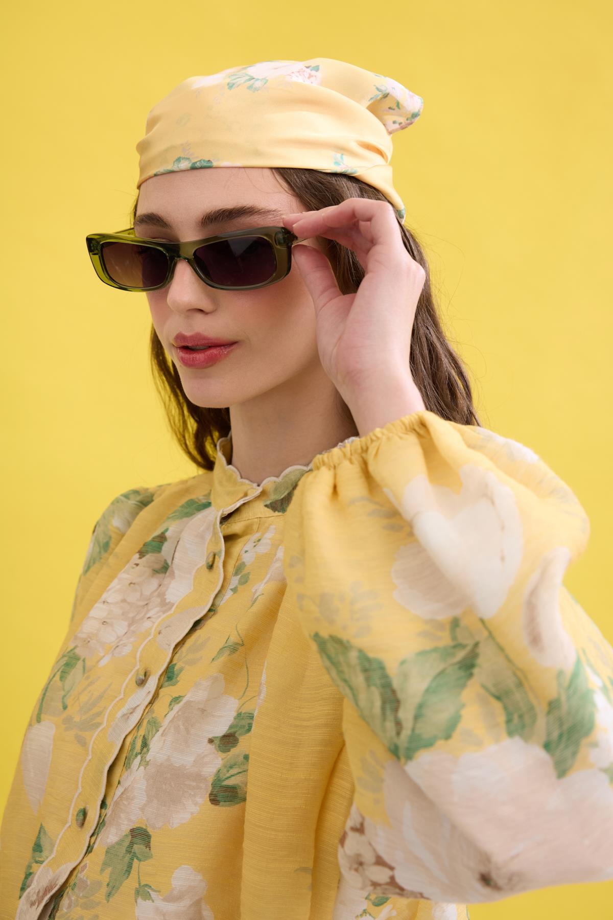 Flower İpek Saten Fular 