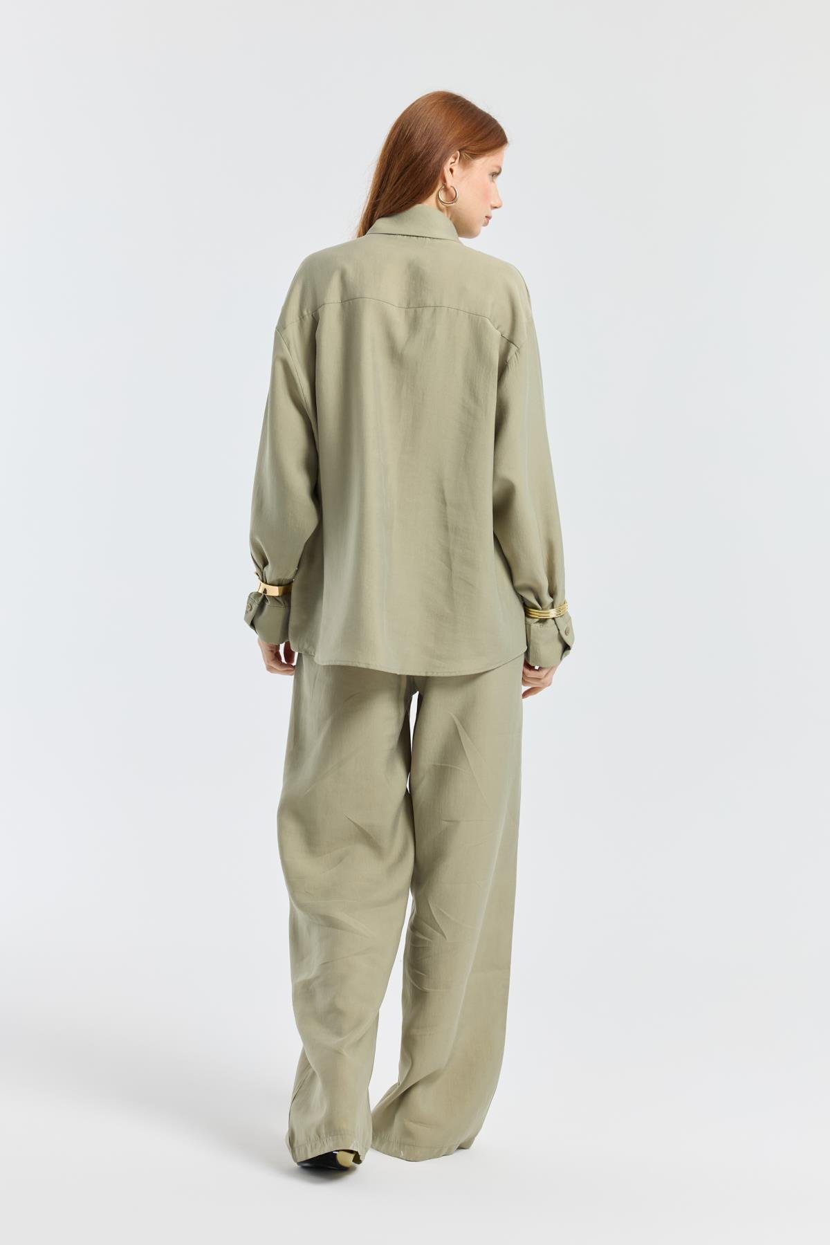 Fularlı Modal Gömlek - Çağla