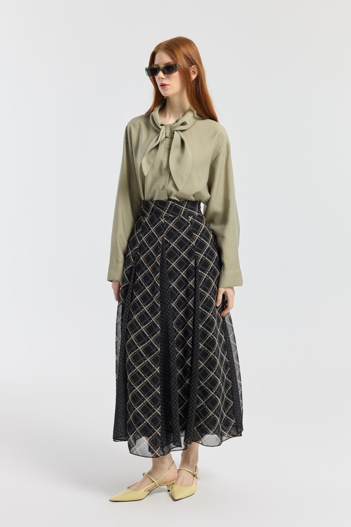 Fularlı Modal Gömlek - Çağla