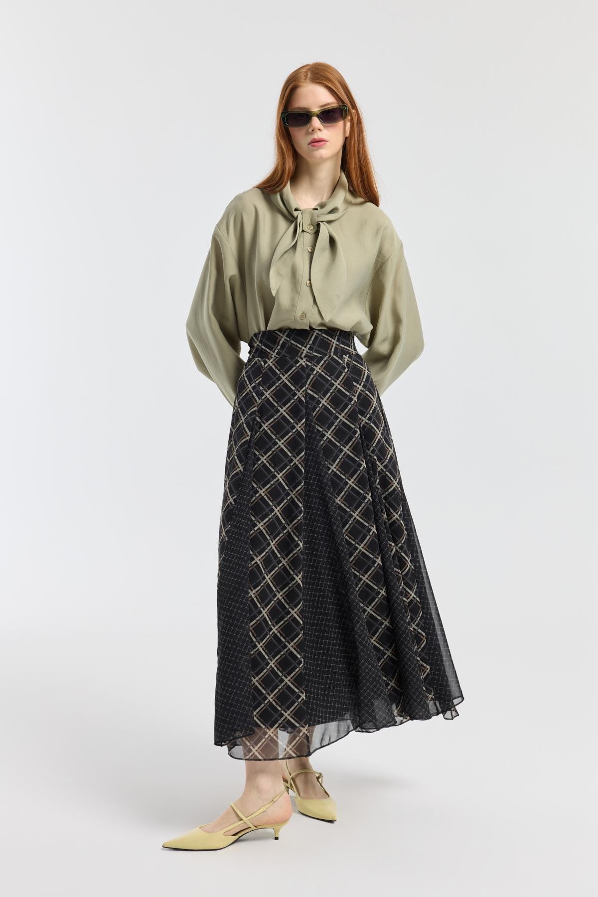 Fularlı Modal Gömlek - Çağla