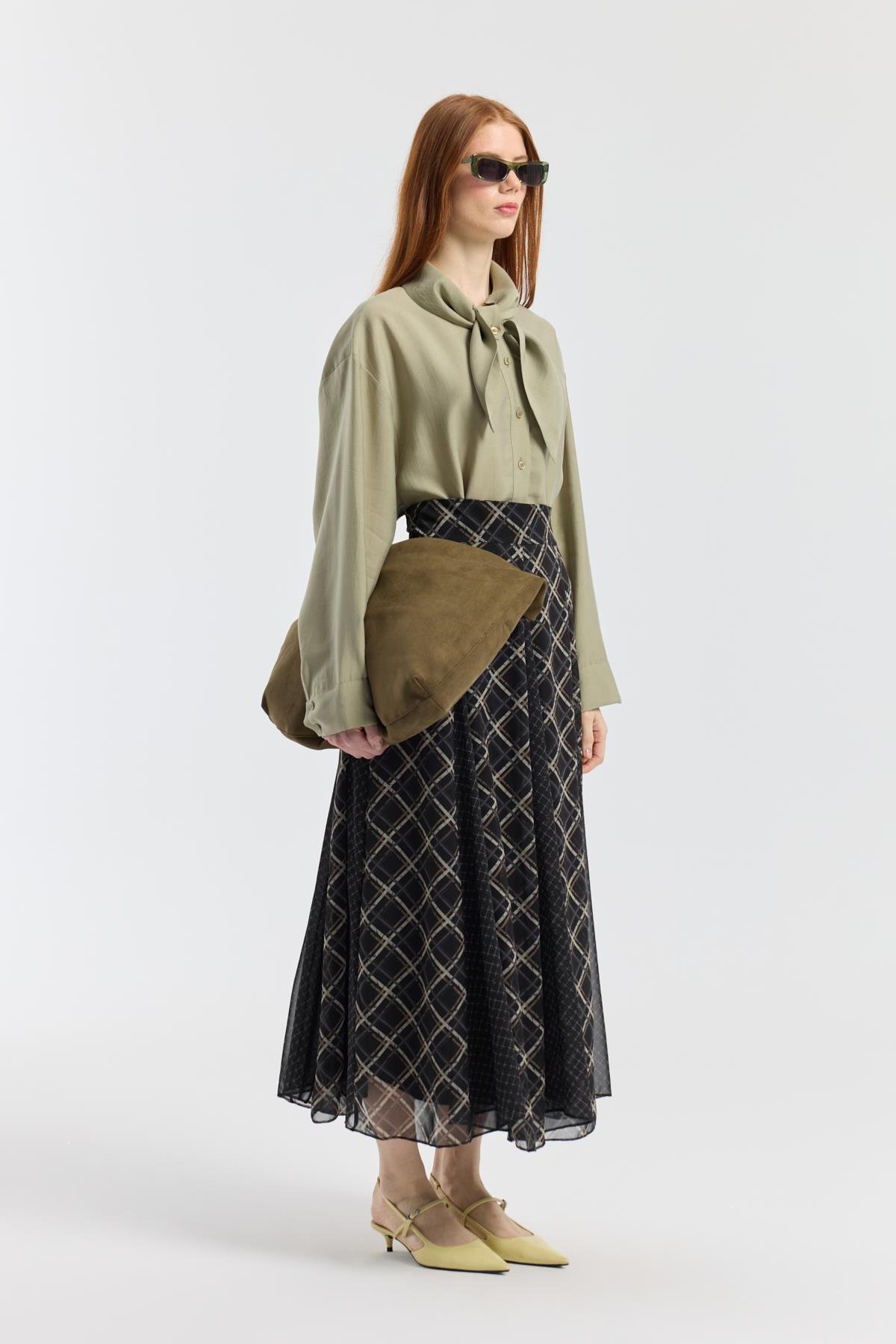 Fularlı Modal Gömlek - Çağla