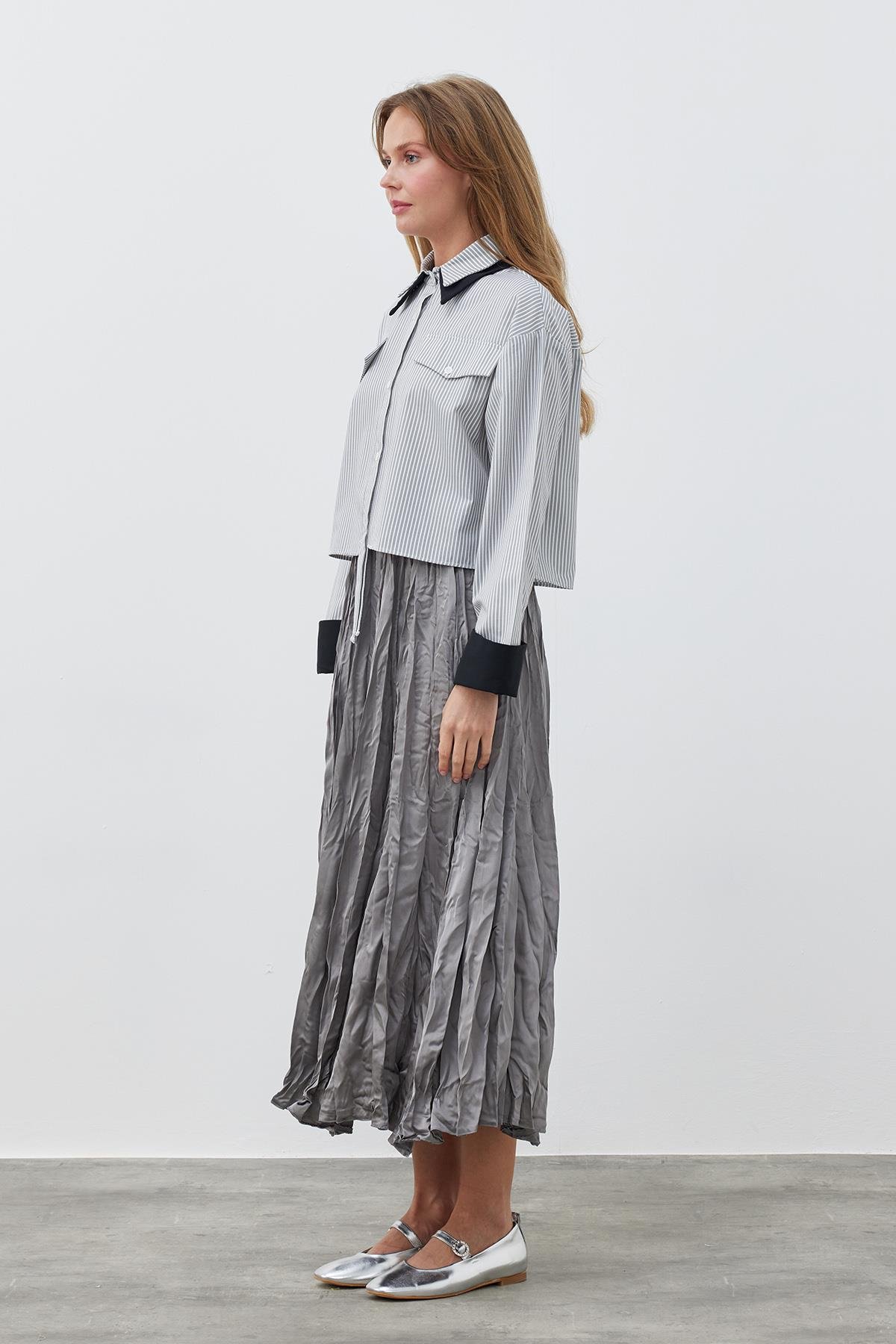 GALİA KRAŞ SATEN ETEK - ANTRASİT 