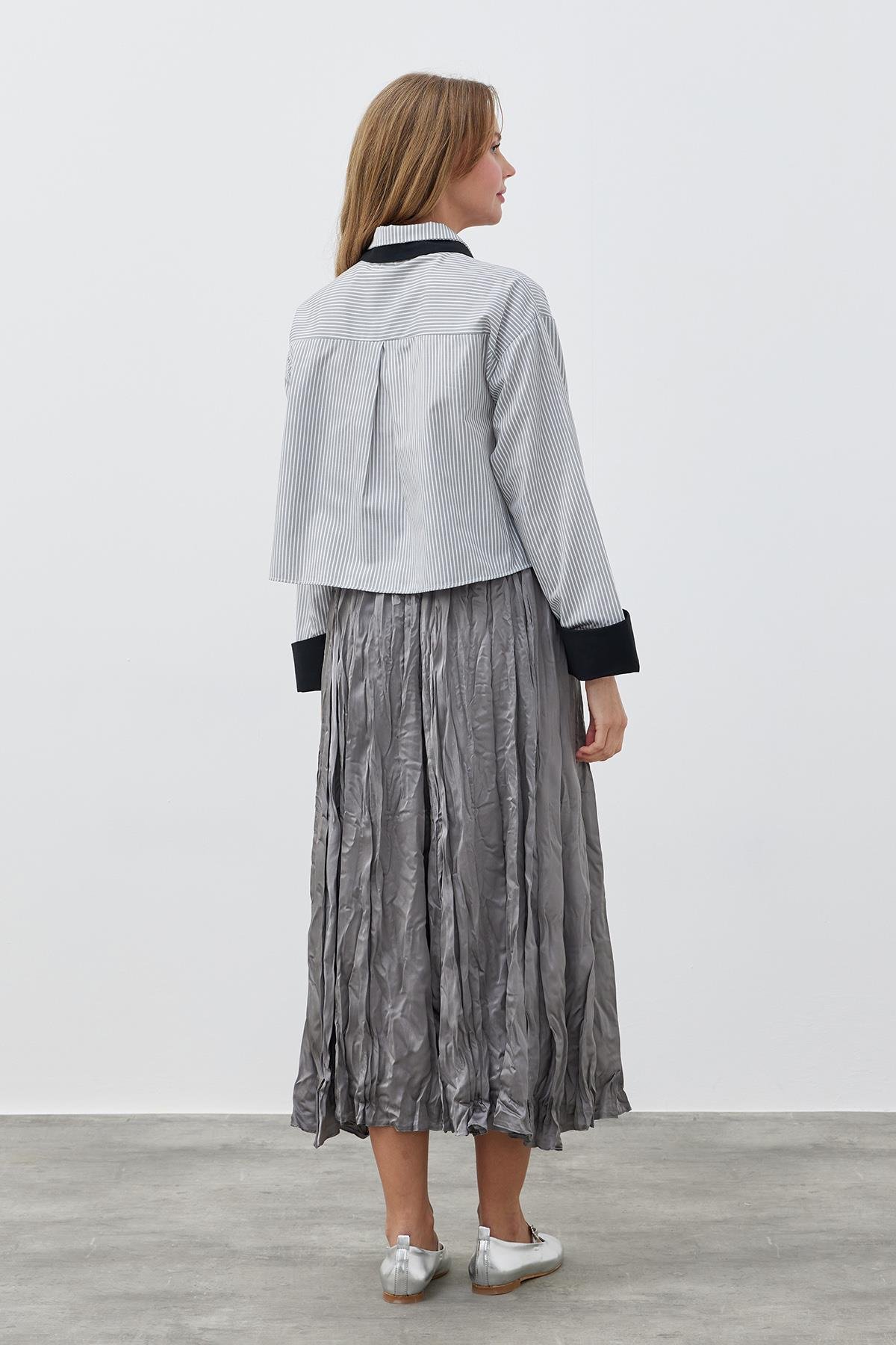 GALİA KRAŞ SATEN ETEK - ANTRASİT 