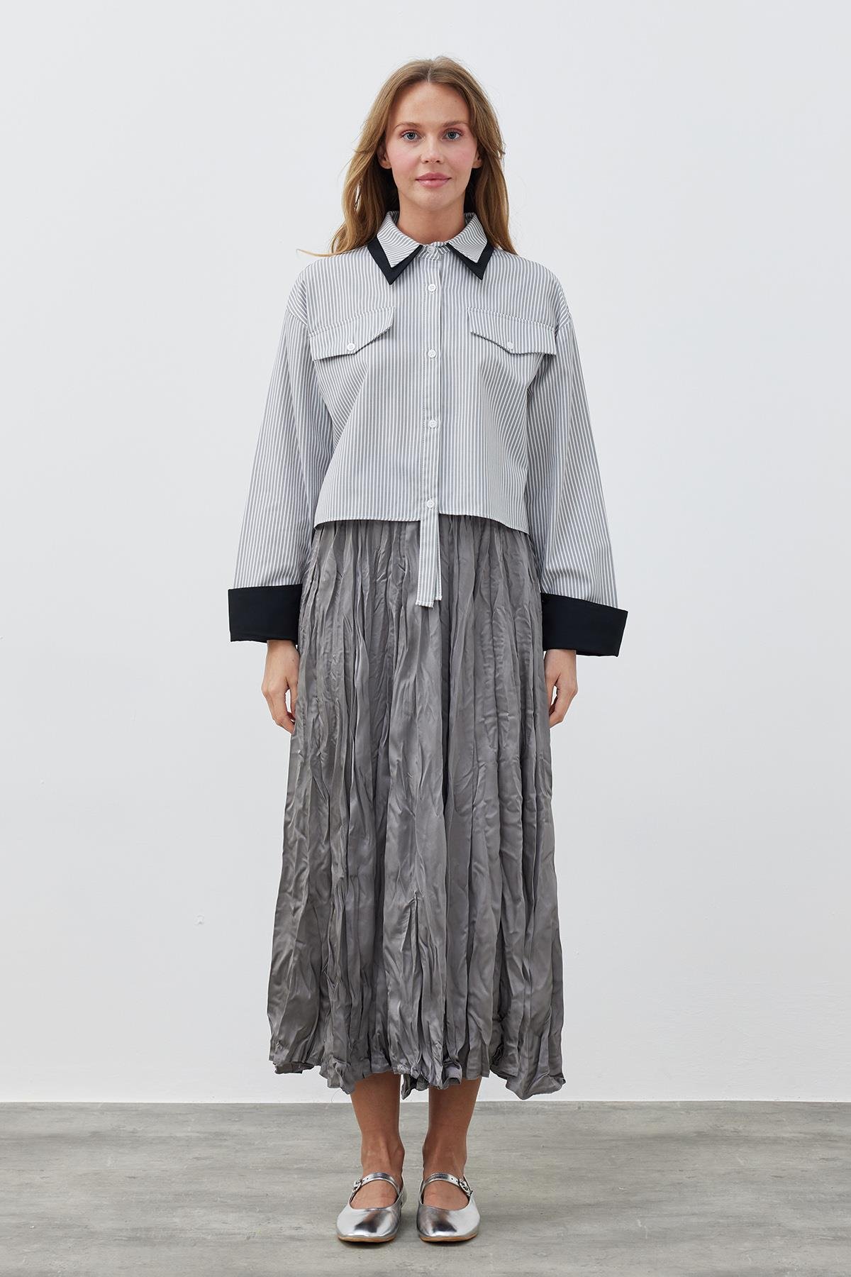 GALİA KRAŞ SATEN ETEK - ANTRASİT 