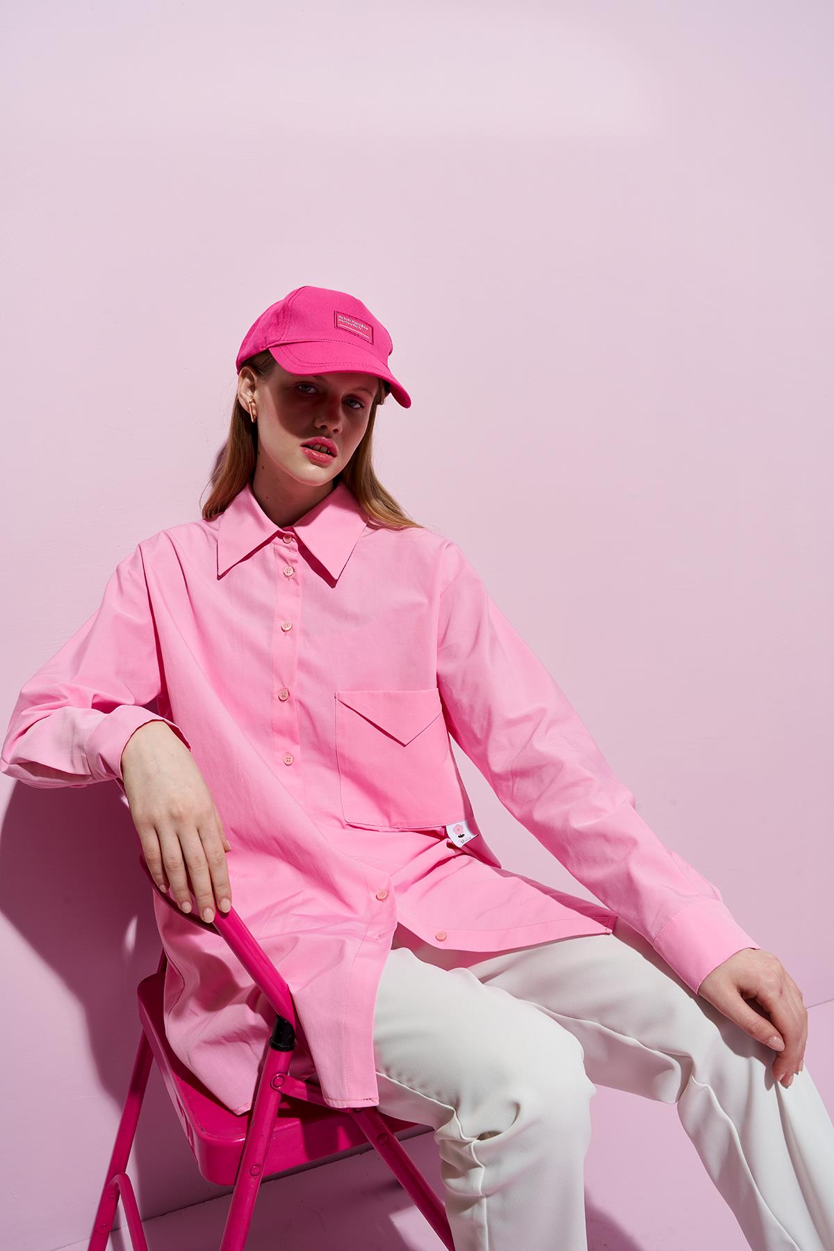 Glass Etiket Detaylı Gömlek - Pembe