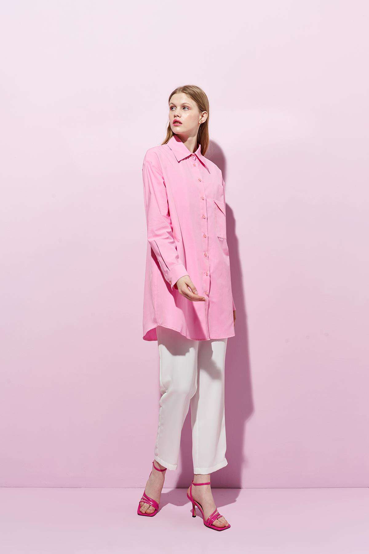 Glass Etiket Detaylı Gömlek - Pembe
