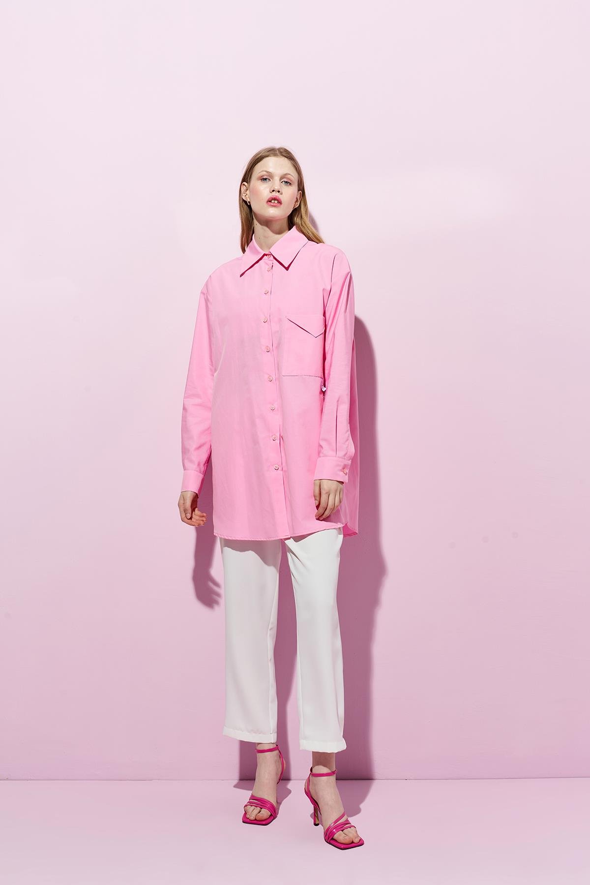 Glass Etiket Detaylı Gömlek - Pembe
