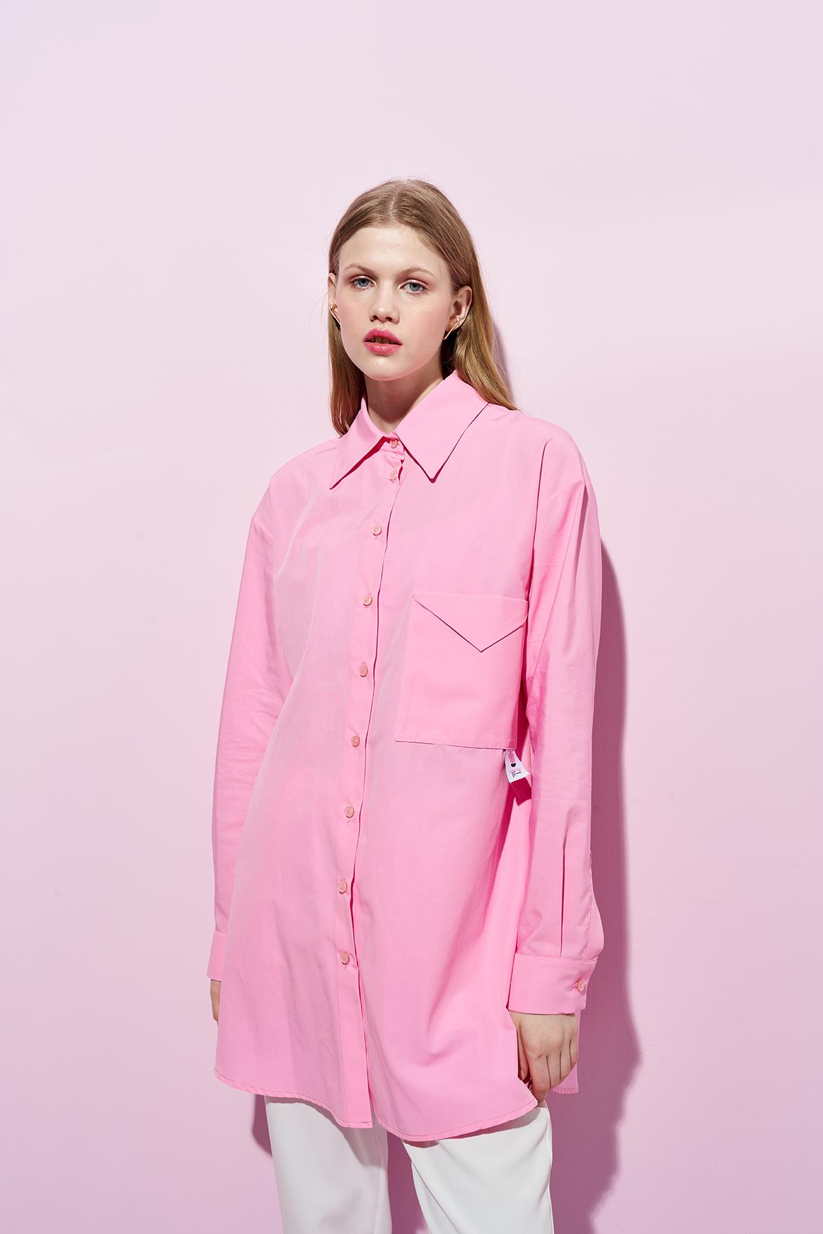 Glass Etiket Detaylı Gömlek - Pembe