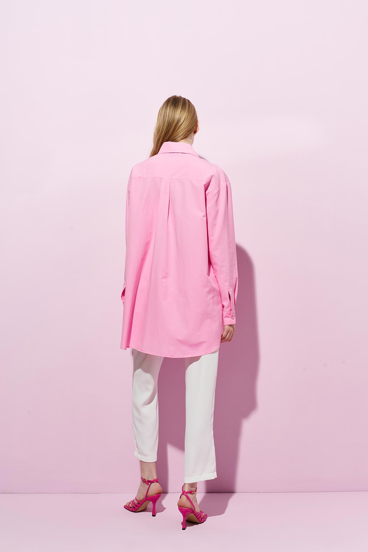 Glass Etiket Detaylı Gömlek - Pembe