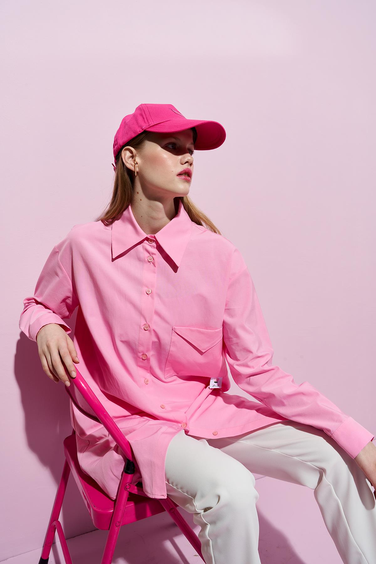 Glass Etiket Detaylı Gömlek - Pembe
