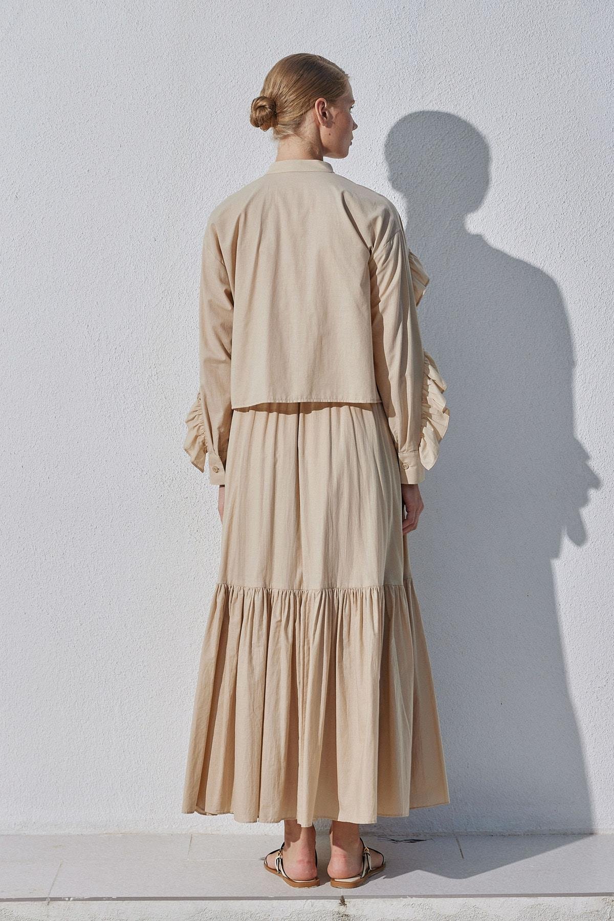 Grace Pamuk Vual Maxi Boy Etek- Bej