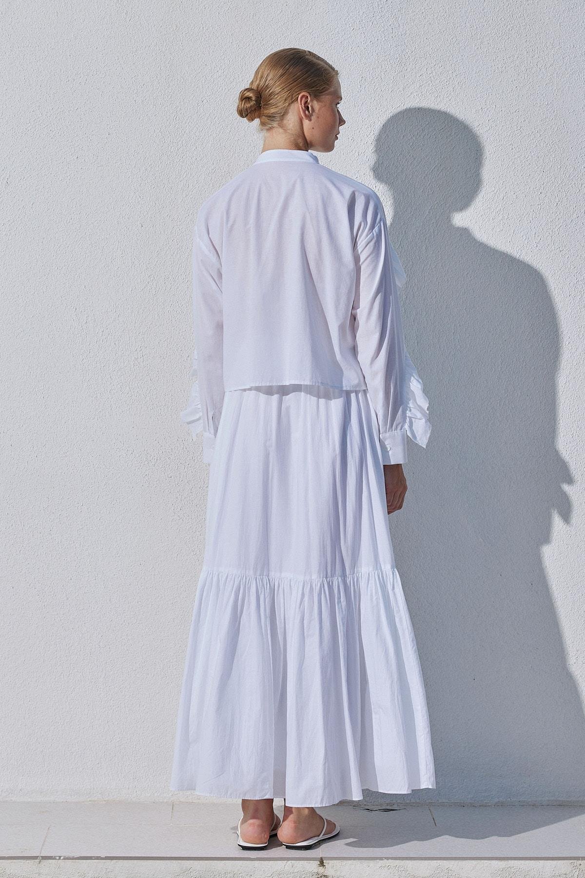 Grace Pamuk Vual Maxi Boy Etek- Beyaz