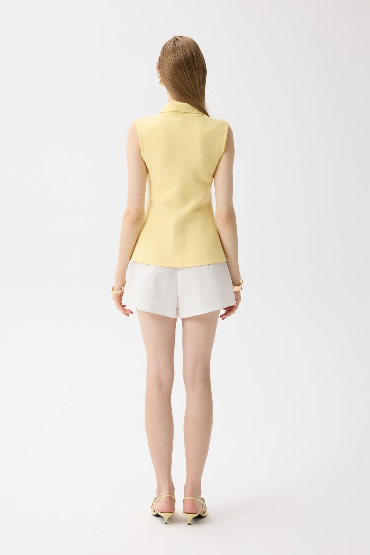 Harper Çelik Örme Düğmeli Yelek - Sarı