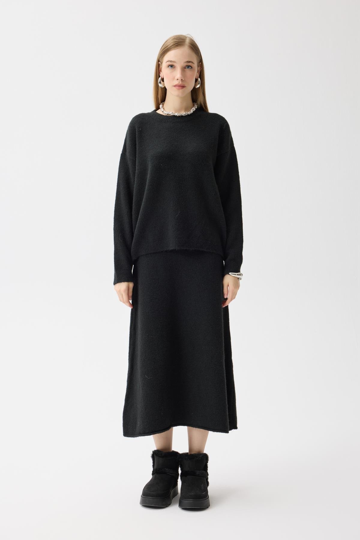 Helen Basic Triko Takım - Siyah 