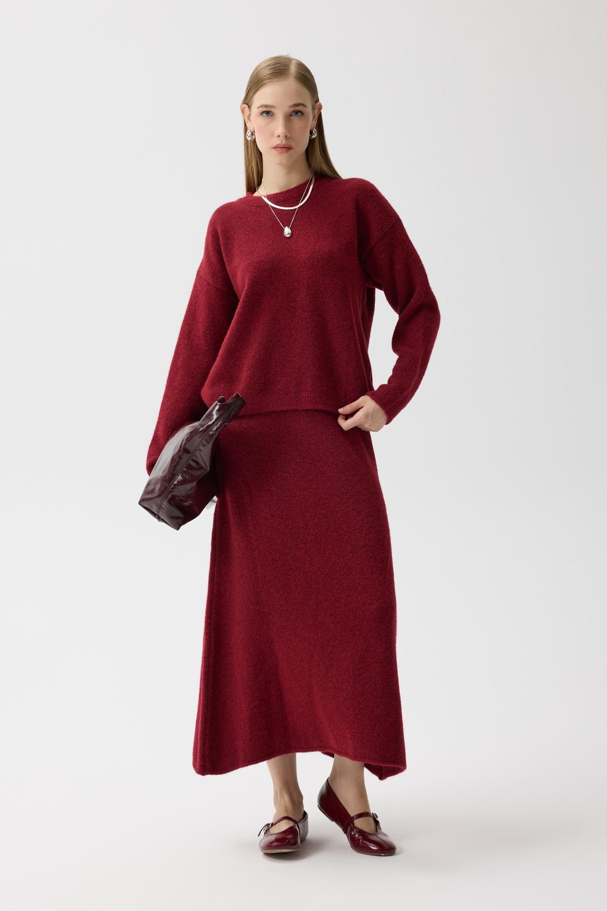 Helen Basic Triko Takım - Vişne