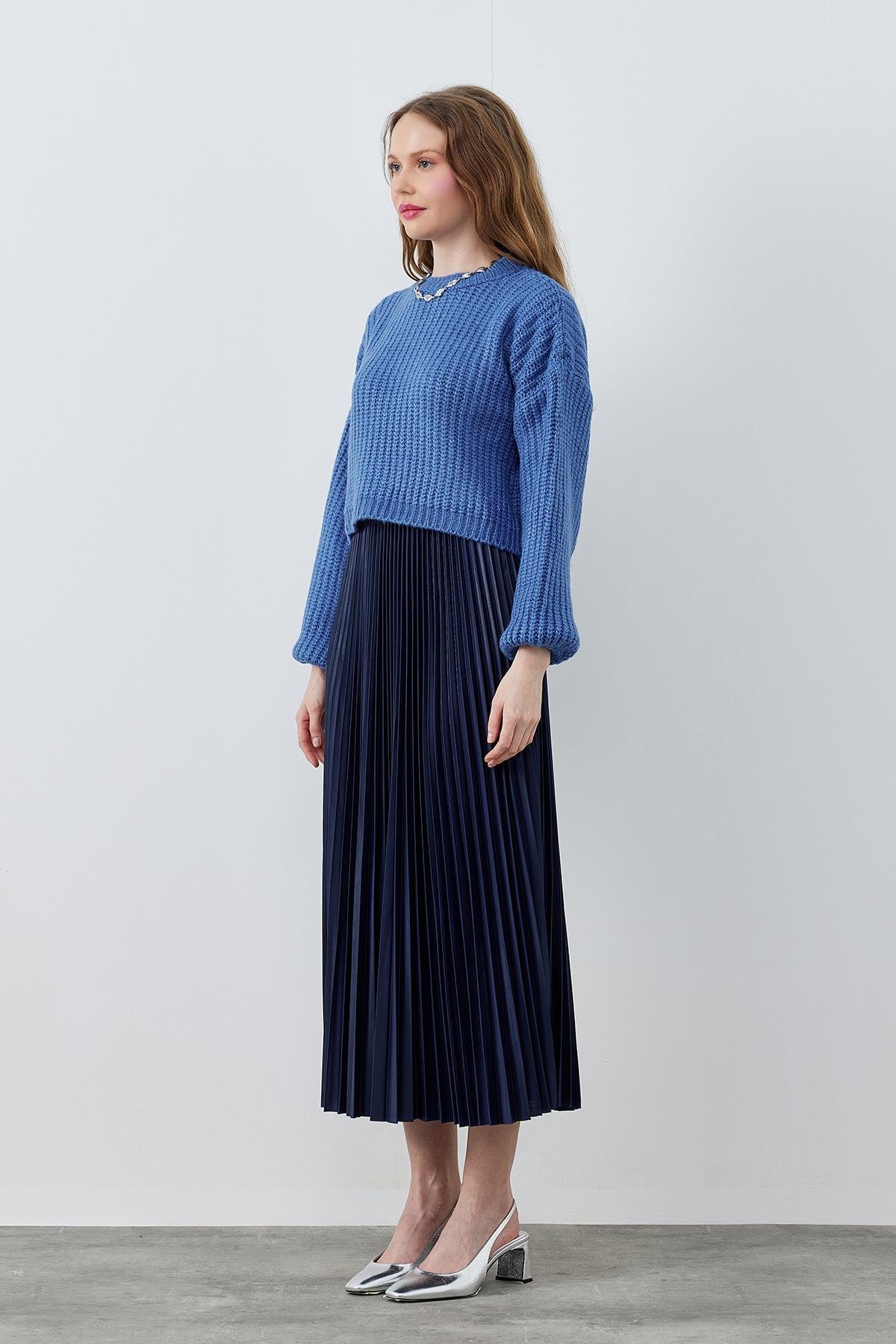 HELENA SELANİK ÖRME KAZAK - İNDİGO