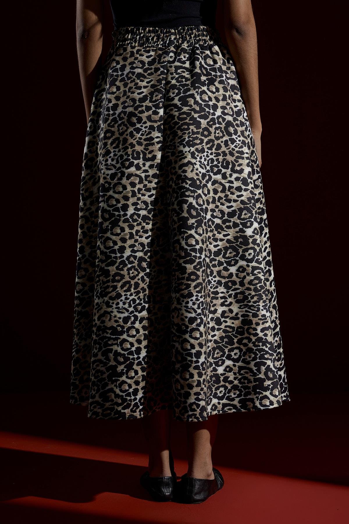 Hira Leopar Skuba Kloş Etek