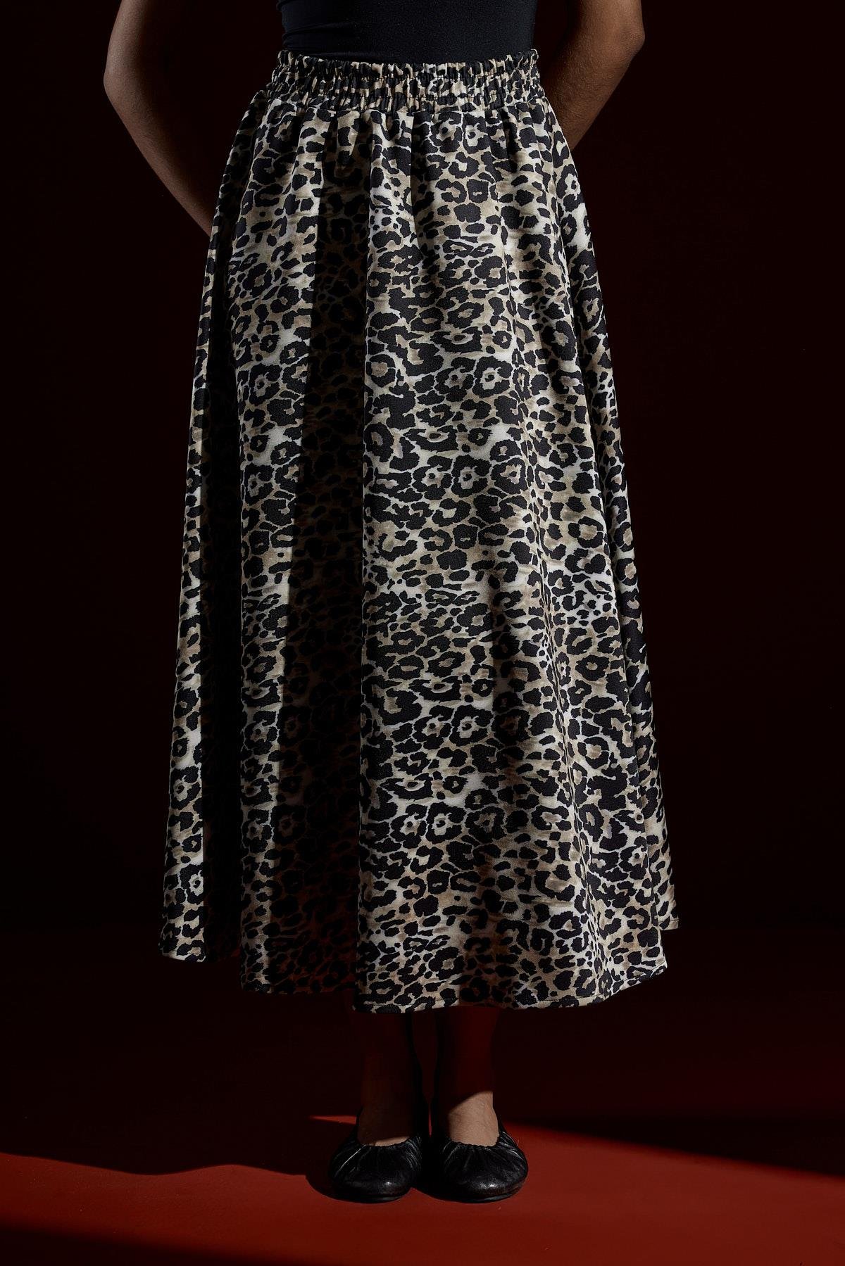 Hira Leopar Skuba Kloş Etek