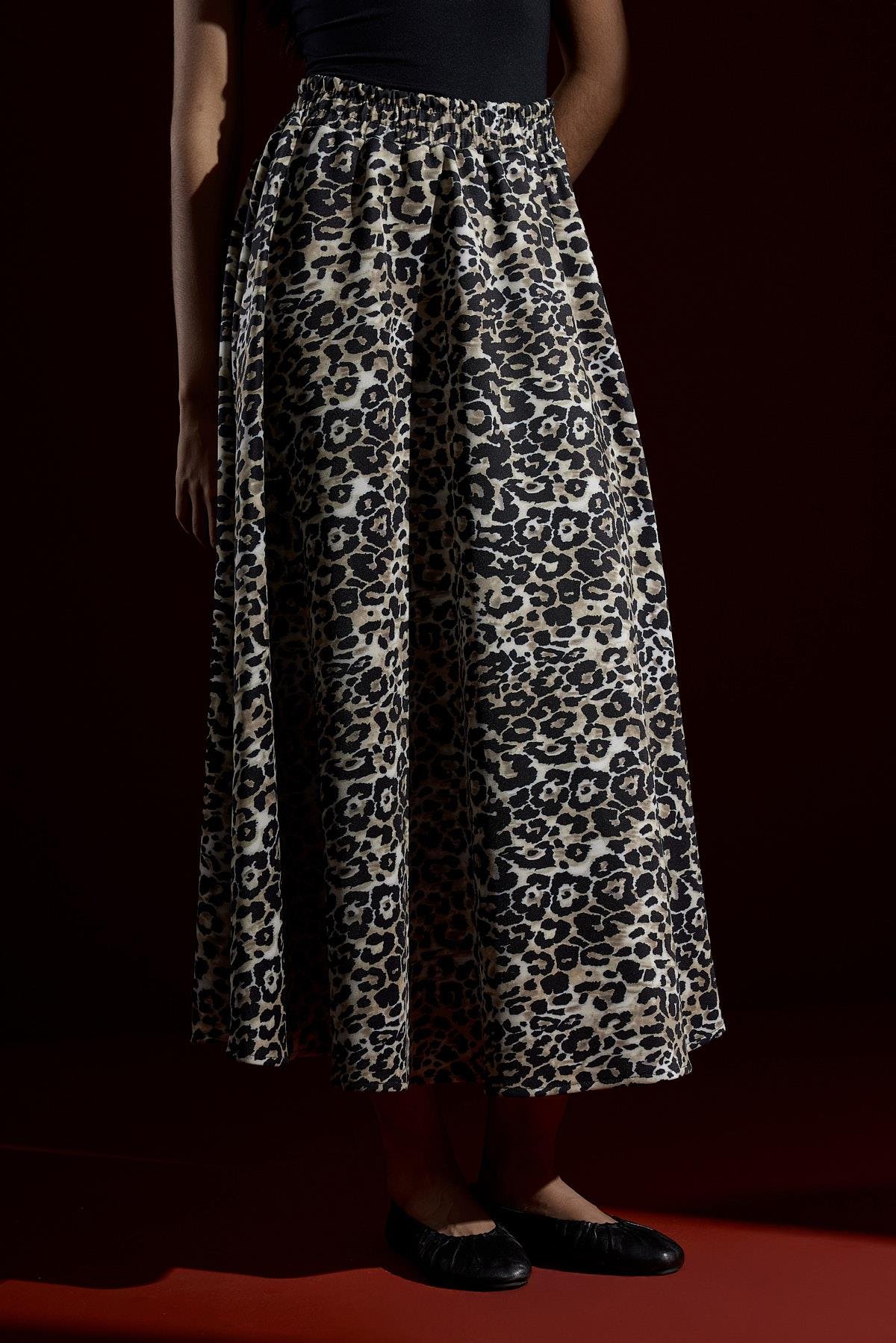 Hira Leopar Skuba Kloş Etek