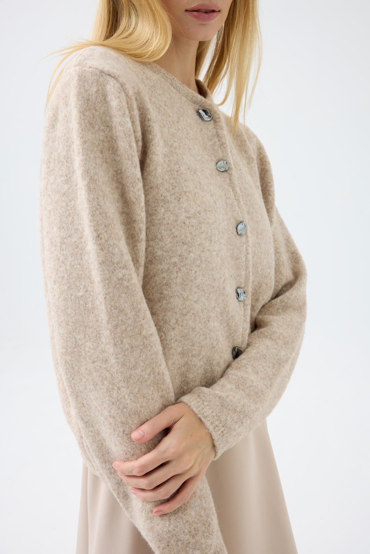 Holly Düğme Aksesuarlı Hırka  - Bej 