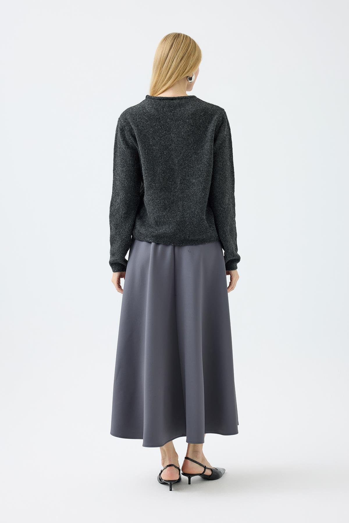 Holly Düğme Aksesuarlı Hırka - Füme 